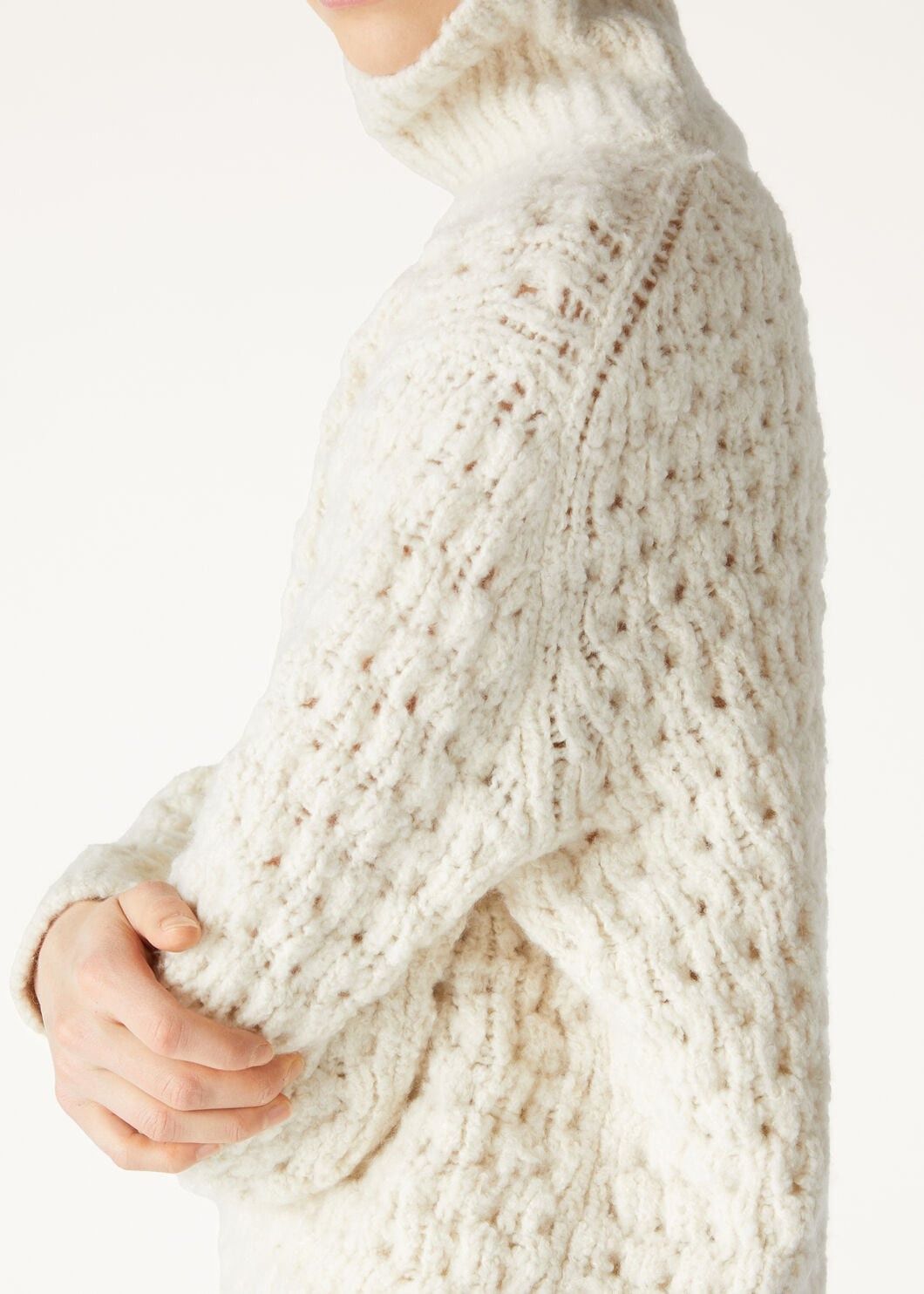Loro Piana o1w1db10825 FAO4523 Cocooning Turtleneck Sweater in White Size L / US 10 / IT 46 - 3 Thumbnail