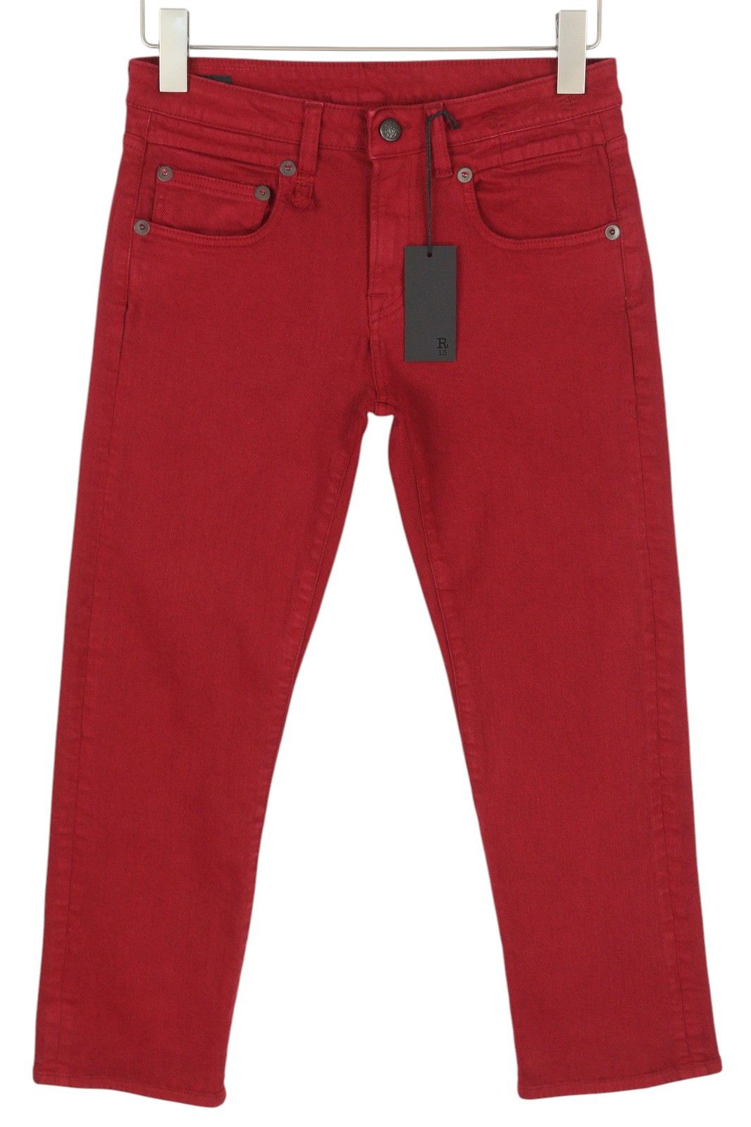 R13 BOY STRAIGHT 27 Vivid Red Stretch Cropped Ankle 86355 Size 27" / US 4 / IT 40 - 2 Thumbnail