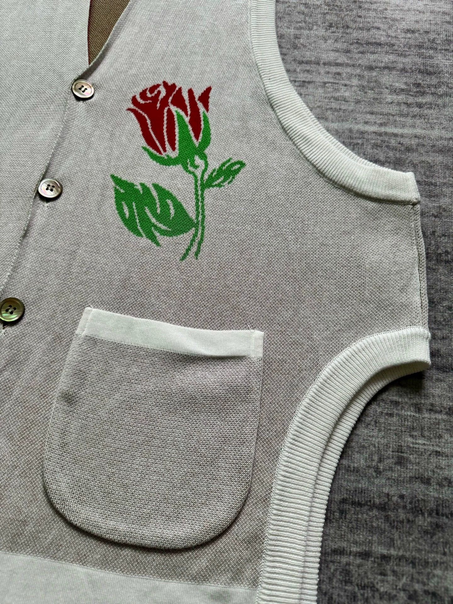 Sulvam Sulvam Floral Knit Wool Sleeveless Vest - Fujita Tetsuhira Size US S / EU 44-46 / 1 - 6 Thumbnail