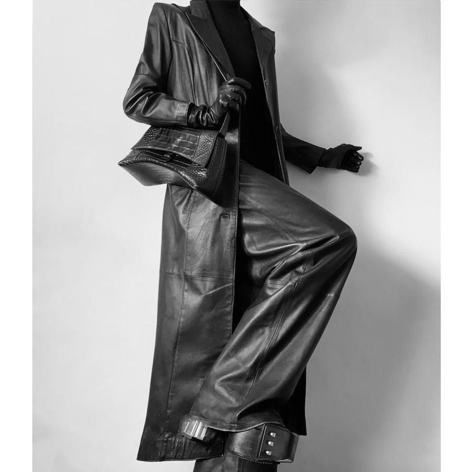 Vintage Super long Avant Garde Matrix leather maxi coat Size S / US 4 / IT 40 - 1 Thumbnail