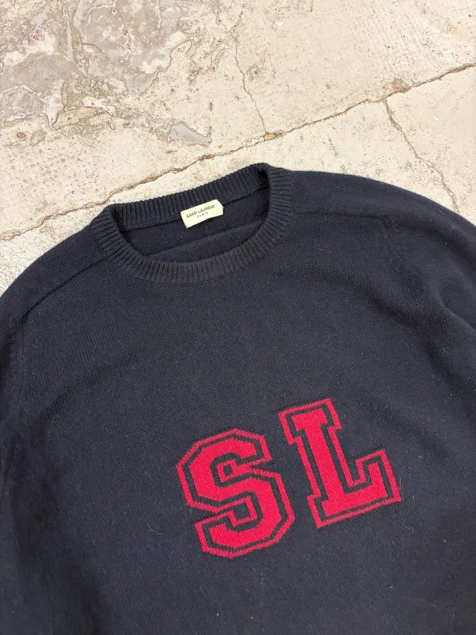 Saint Laurent Paris FW2017 Saint Laurent Navy SL Logo University Wool Sweater Size US M / EU 48-50 / 2 - 5 Thumbnail