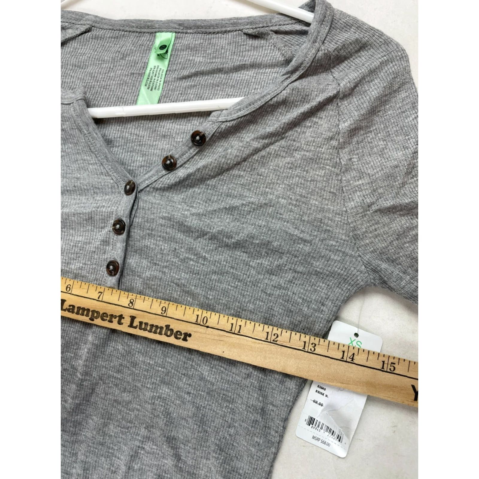 Vintage Honeydew Intimates Blouse Women's Size XS Gray V-Neck 1/4 Button Up Long Sleeve NWT Size XS / US 0-2 / IT 36-38 - 4 Thumbnail