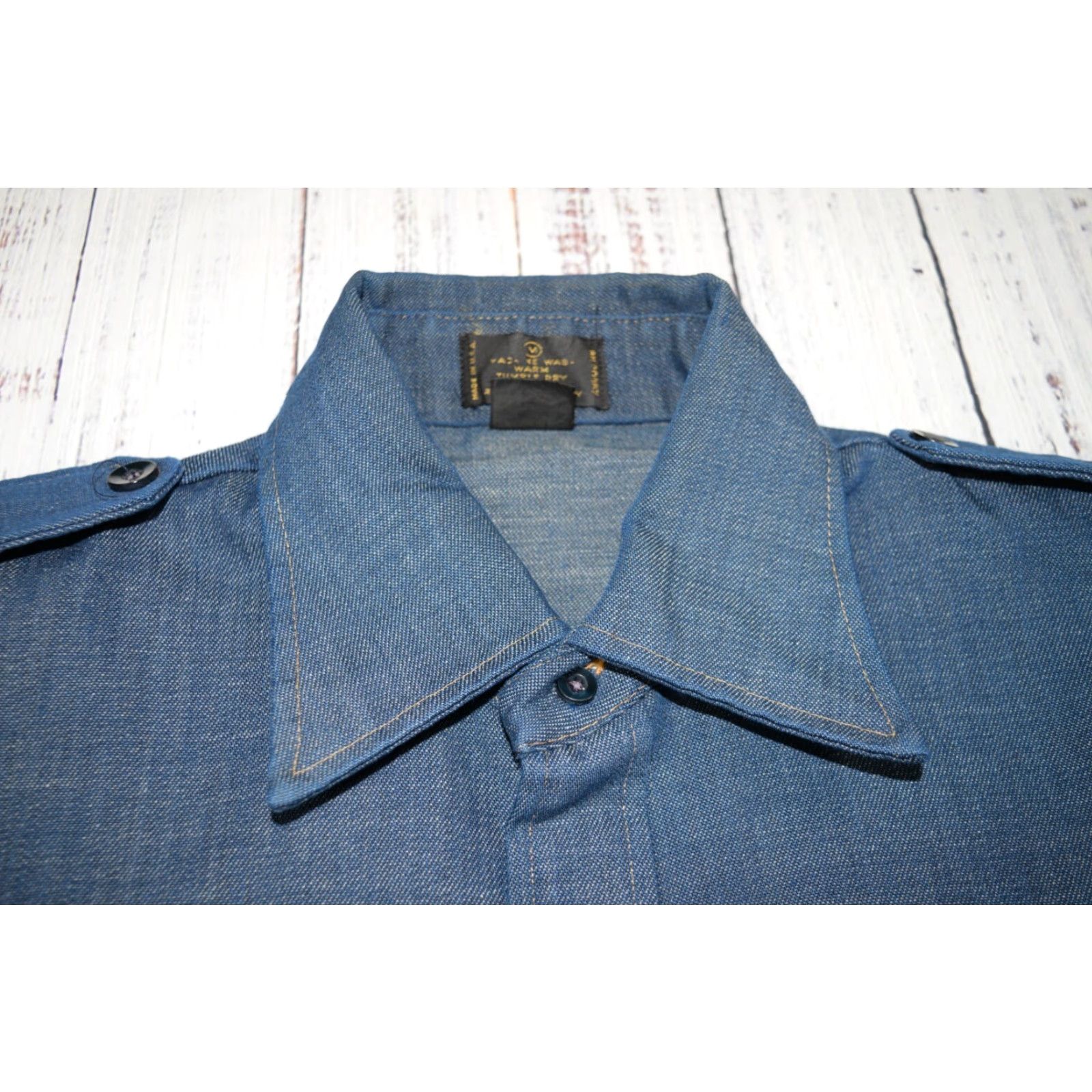 Denime Vintage H.I.S Women's 70s Denim Shirt Long Sleeve Collared Pockets Blue Size 5 Size S / US 4 / IT 40 - 6 Thumbnail