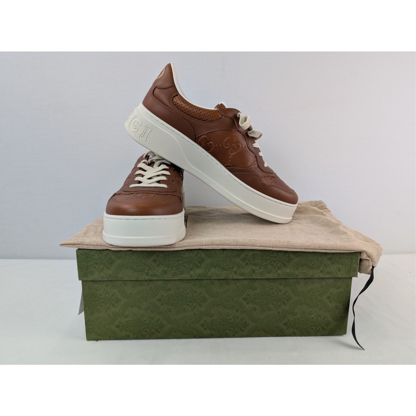 Gucci o1rshd1 Low Top Sneakers in Brown with White Sole Size US 12 / EU 45 - 20 Thumbnail