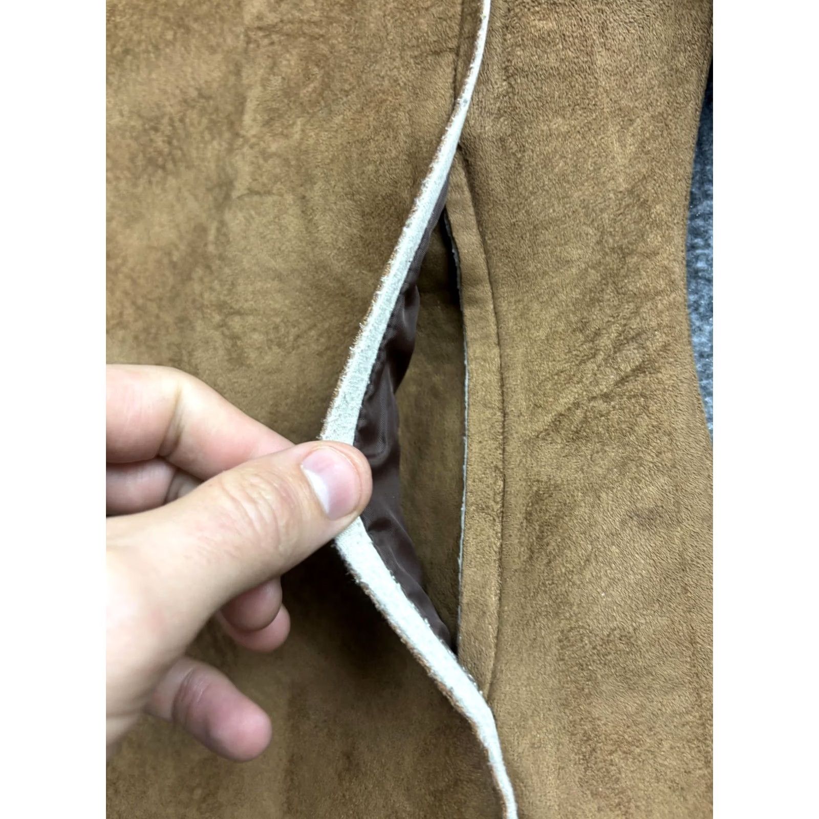 Prana VNTG PrAna Jacket Womens Large Brown Faux Suede Sherpa Fleece Lined Zip Pockets Size L / US 10 / IT 46 - 7 Thumbnail