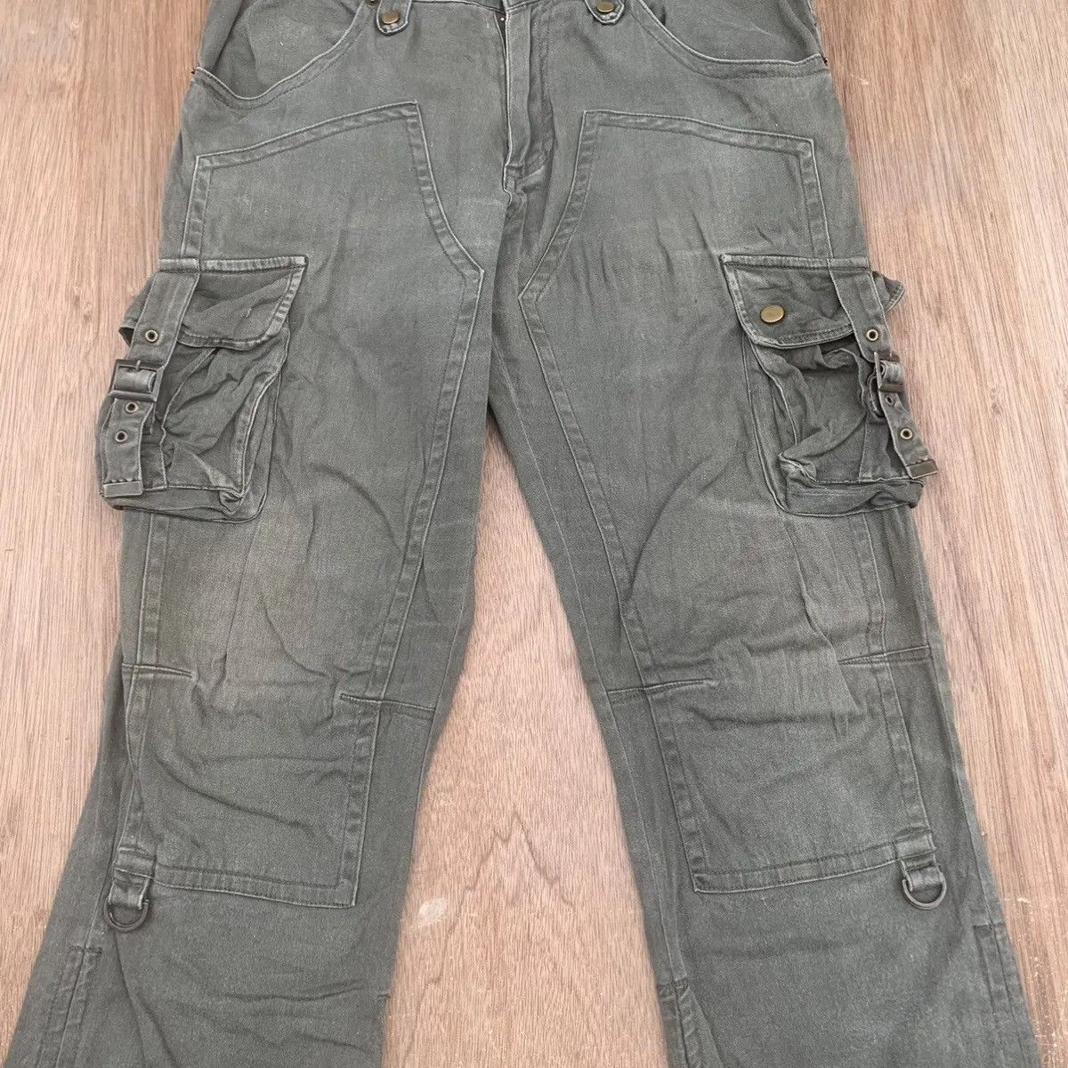 Japanese Brand RARE ‼️DOUBLE KNEE TROUSERS SEMATIC DESIGN CARGO FADED PANTS Size US 31 - 2 Thumbnail