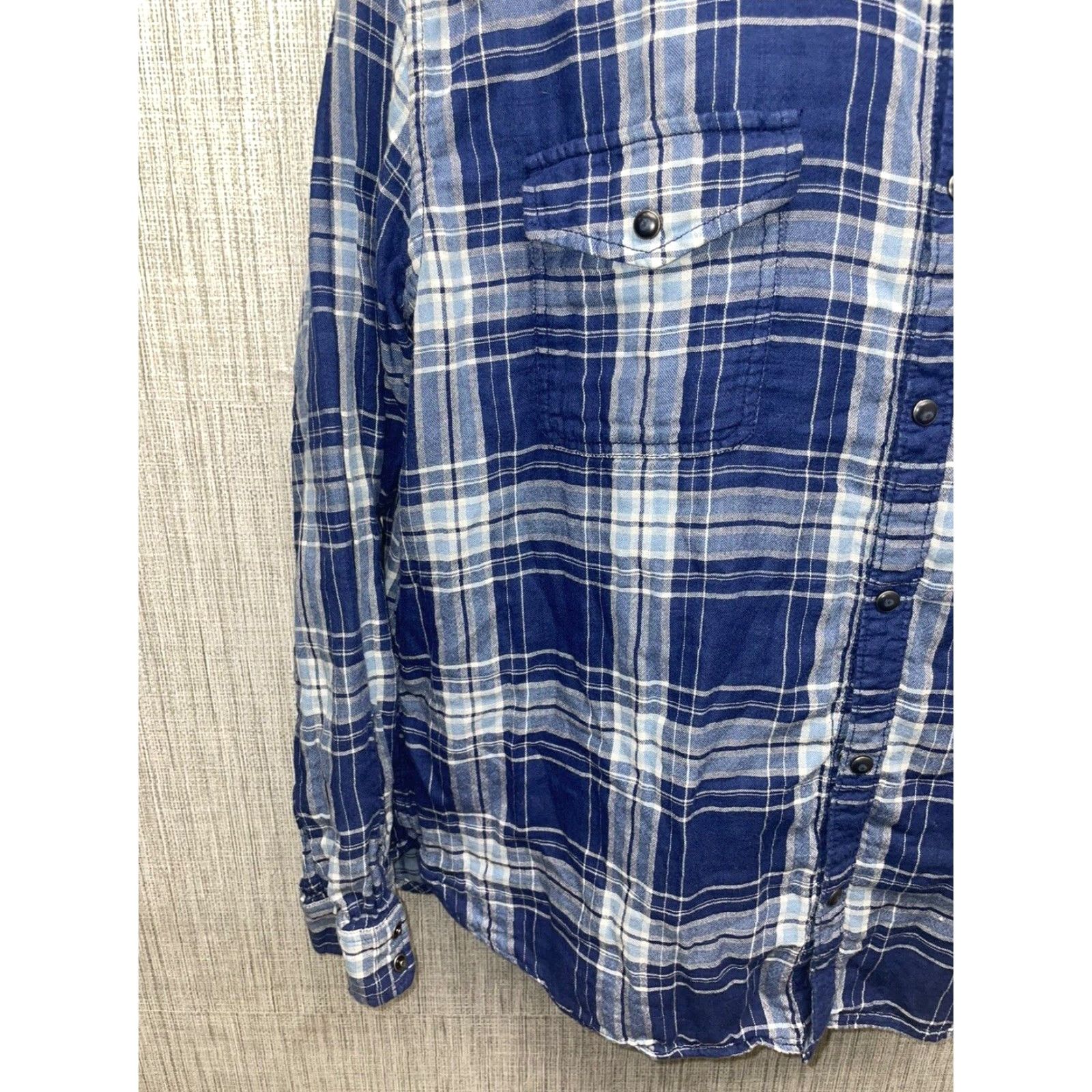 Lucky Brand Lucky Brand Button-Up Shirt Mens XL Blue Plaid Classic Fit Long Sleeve Button-Down Collar Size US XL / EU 56 / 4 - 5 Thumbnail
