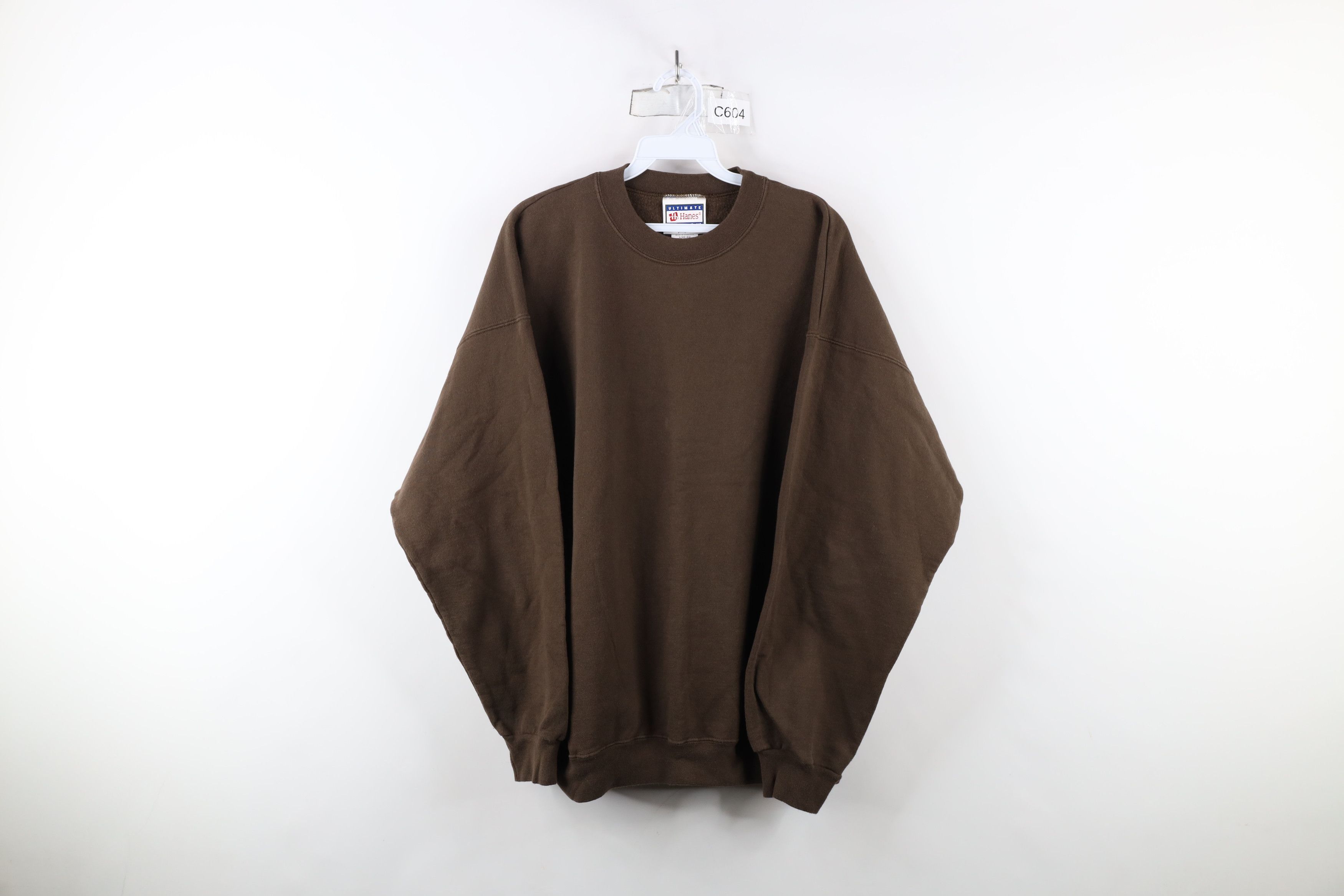 Vintage Vintage 90s Streetwear Faded Blank Crewneck Sweatshirt Brown Size US L / EU 52-54 / 3 - 1 Thumbnail