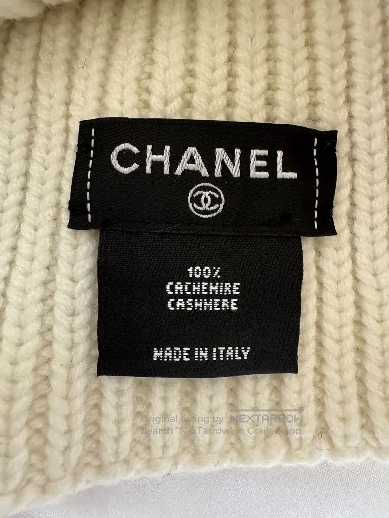 Chanel Chanel Badge Series White Knitted Cold Hat Size ONE SIZE - 3 Thumbnail