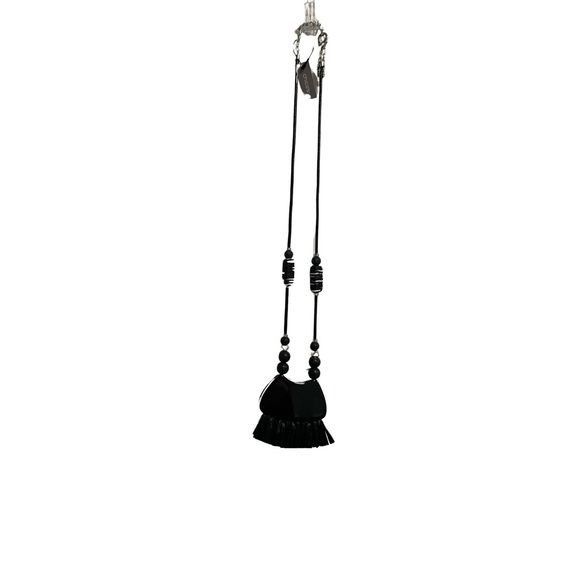 Chicos NWT Chico’s Raffia Pendant Necklace Black/White Size ONE SIZE - 4 Thumbnail
