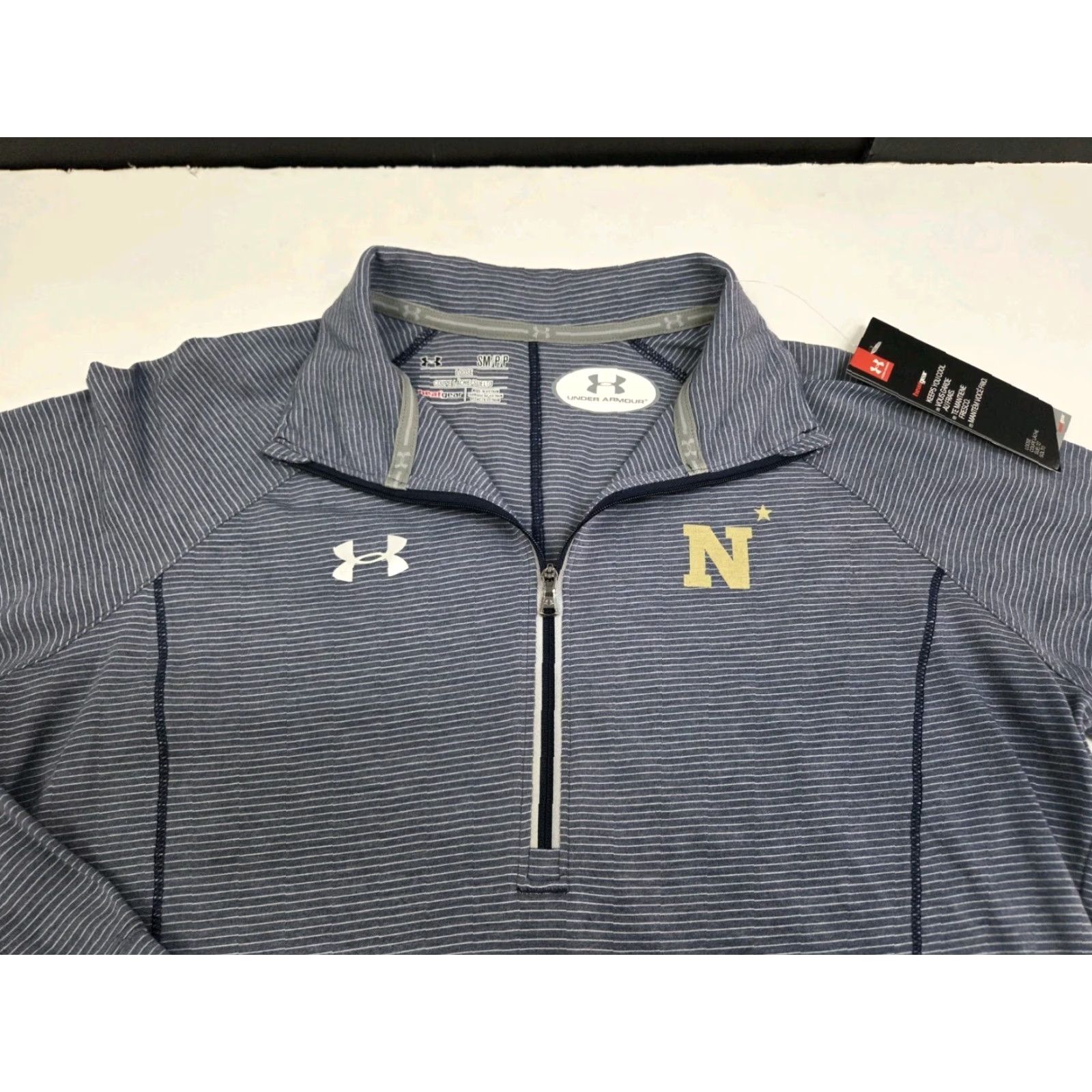 Under Armour Under Armour Womens Loose HeatGear Training Jacket 1/4 Zip S Blue/White Stripes Short Sleeve Long Sleeve Hooded Not Hooded Size S / US 4 / IT 40 - 3 Thumbnail