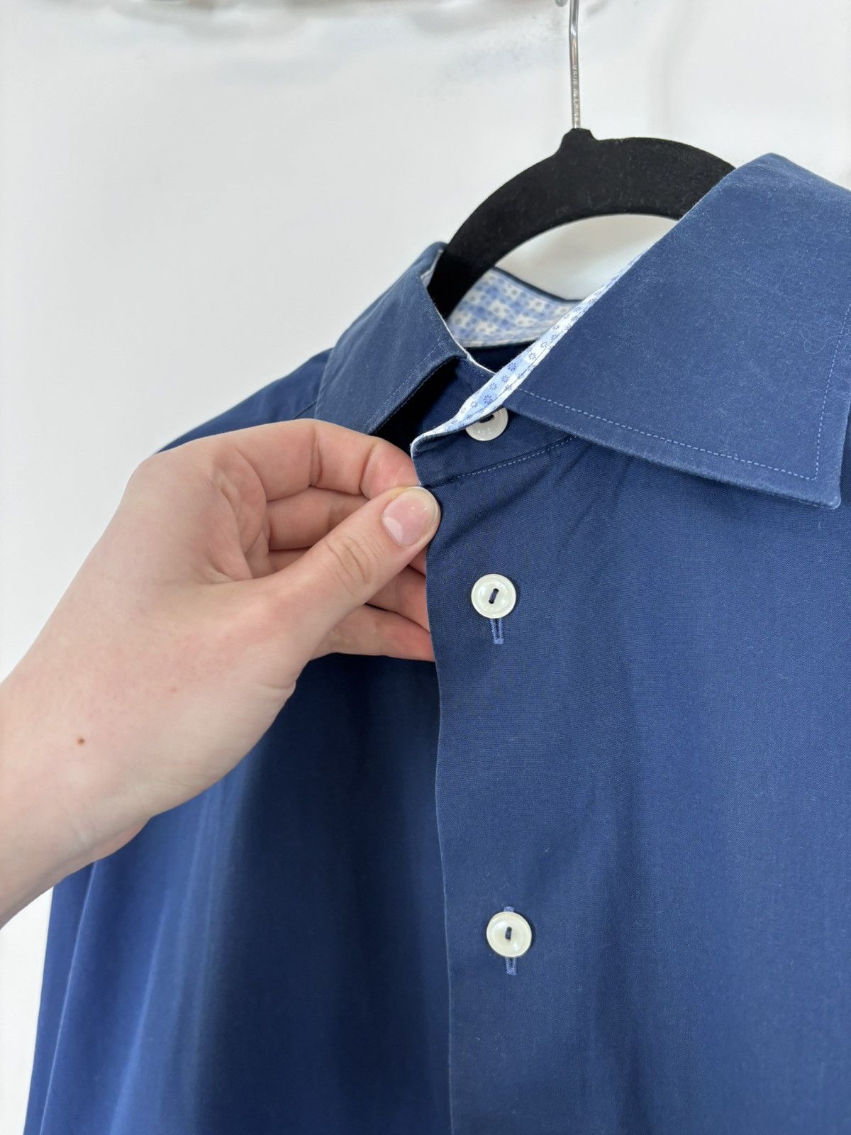 Eton Eton Men’s Slim Fit Blue Button Up Long Sleeve Dress Shirt Size US L / EU 52-54 / 3 - 5 Thumbnail