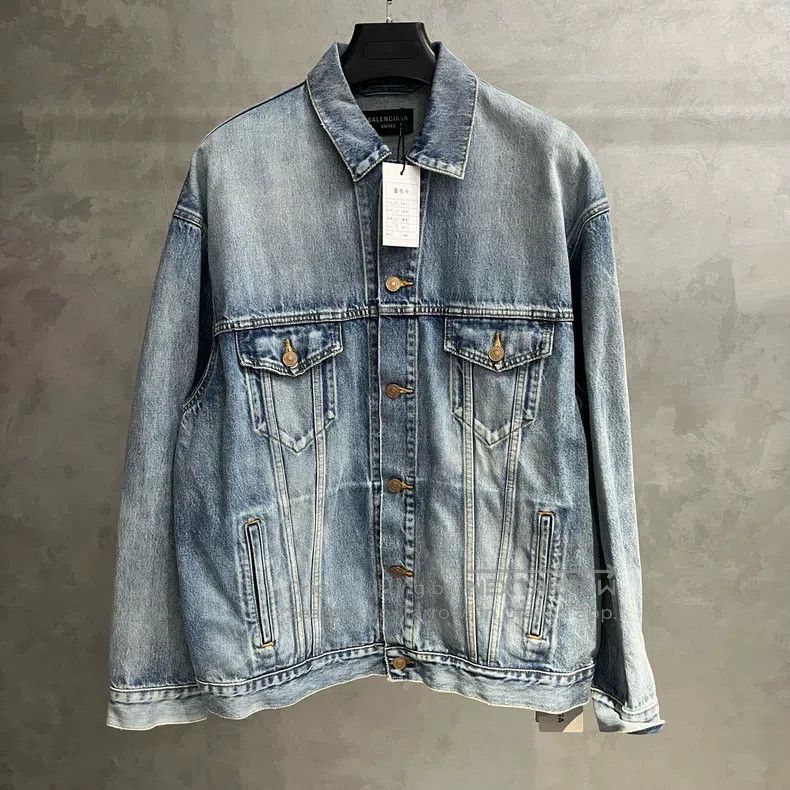 Balenciaga Balenciaga Blue Washed Distressed Chessboard Letter Embroi Size US S / EU 44-46 / 1 - 2 Thumbnail