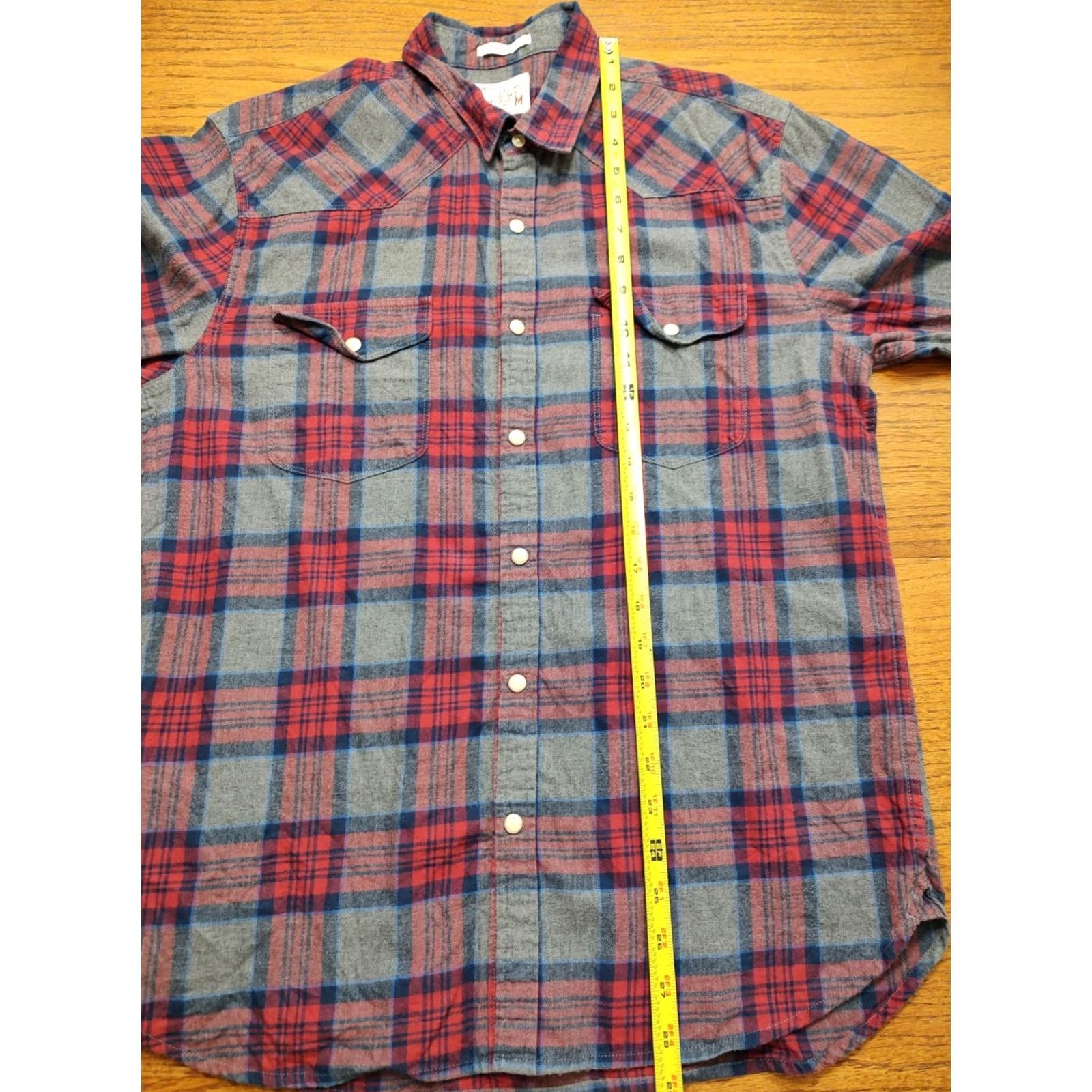 Lucky Brand Lucky Brand Shirt Mens M Red Gray Plaid Long Sleeve Button Up Western Pearl Snap Shirt Size US M / EU 48-50 / 2 - 7 Thumbnail