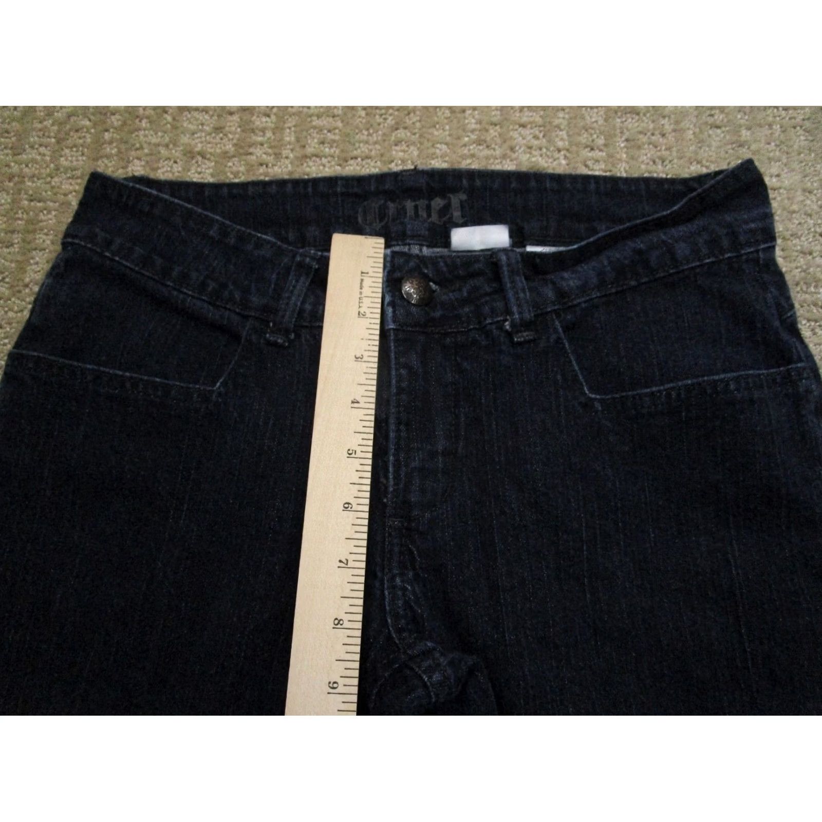 Vintage Cruel Girl Jeans Women 9 Blue Low Rise Flared Denim Trousers Jeans Bootcut 5-Pocket Dark Wash Logo Cowboy Southwestern Womens Size 29" - 6 Thumbnail