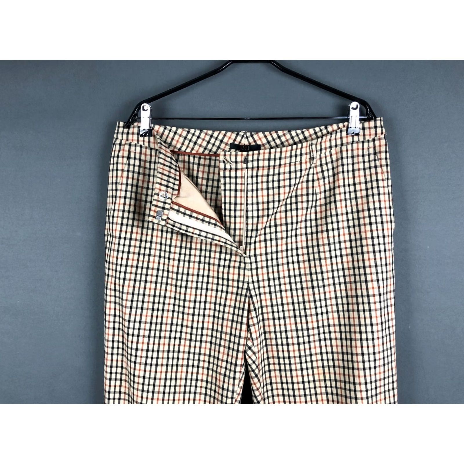 DAKS Daks London Women's Pants Check Beige Cotton Elastane 20 Regular Chino Straight Pocket Belt Loops Vintage: No Release Size 42" / US 20 - 6 Thumbnail