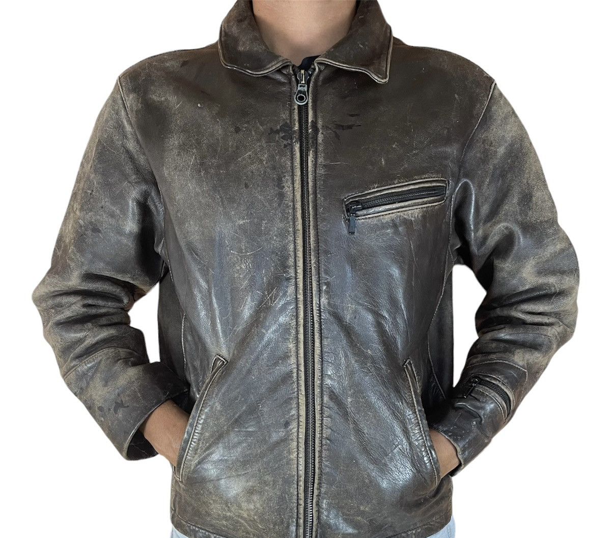 Vintage 🔥 Vintage Time & Tide Biker leather Jacket Size US M / EU 48-50 / 2 - 11 Thumbnail