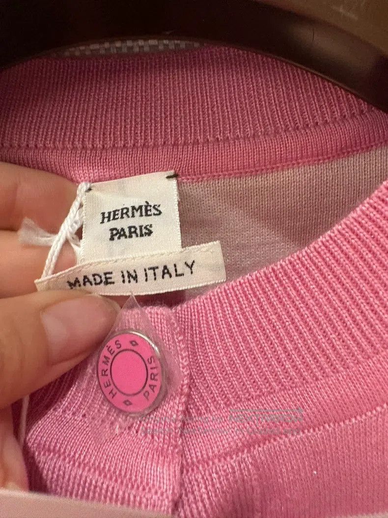 Hermes Hermes Pink knitted cardigan, classic striped design Size XXS / US 00 / IT 34 - 4 Thumbnail