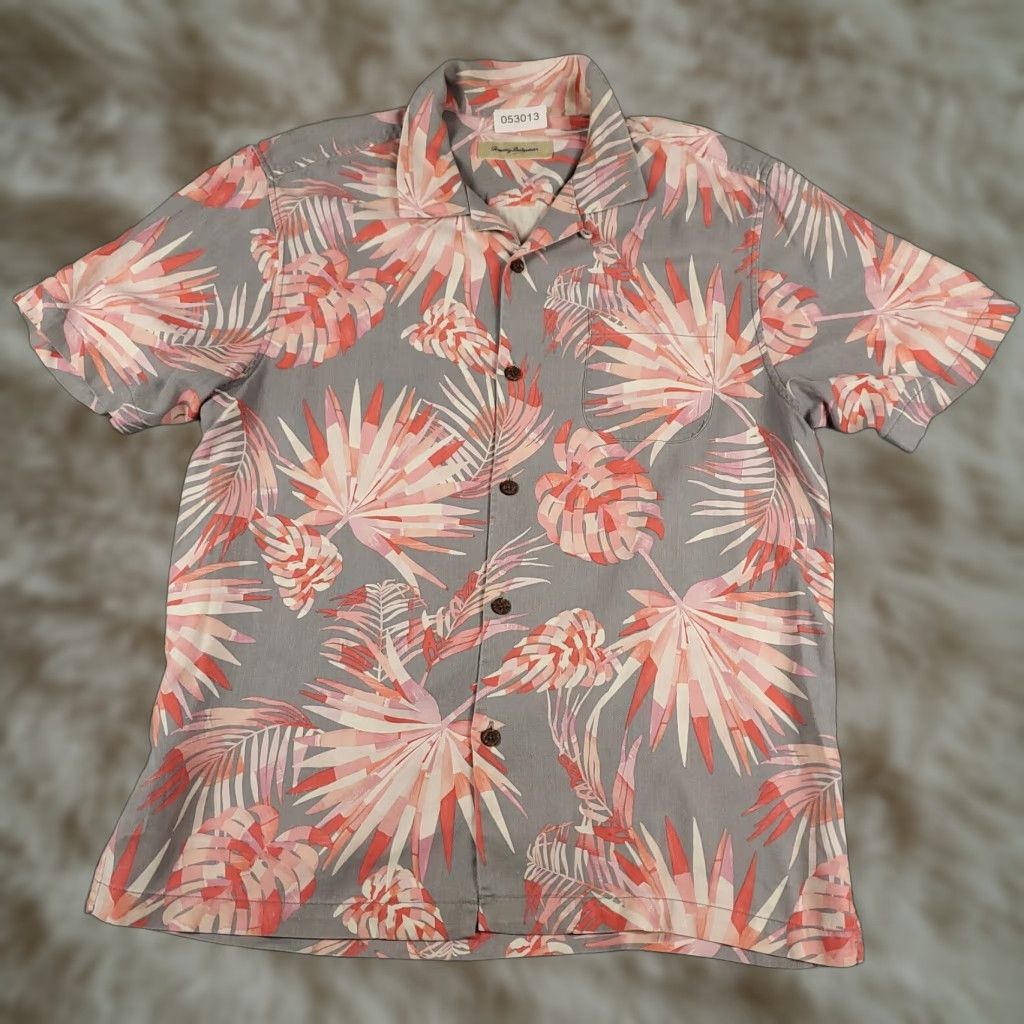 Tommy Bahama Tommy Bahama Shirt Mens Large Pink Floral Silk Short Sleeve Button-Up Hawaiian Tropical Beach Size US L / EU 52-54 / 3 - 1 Thumbnail