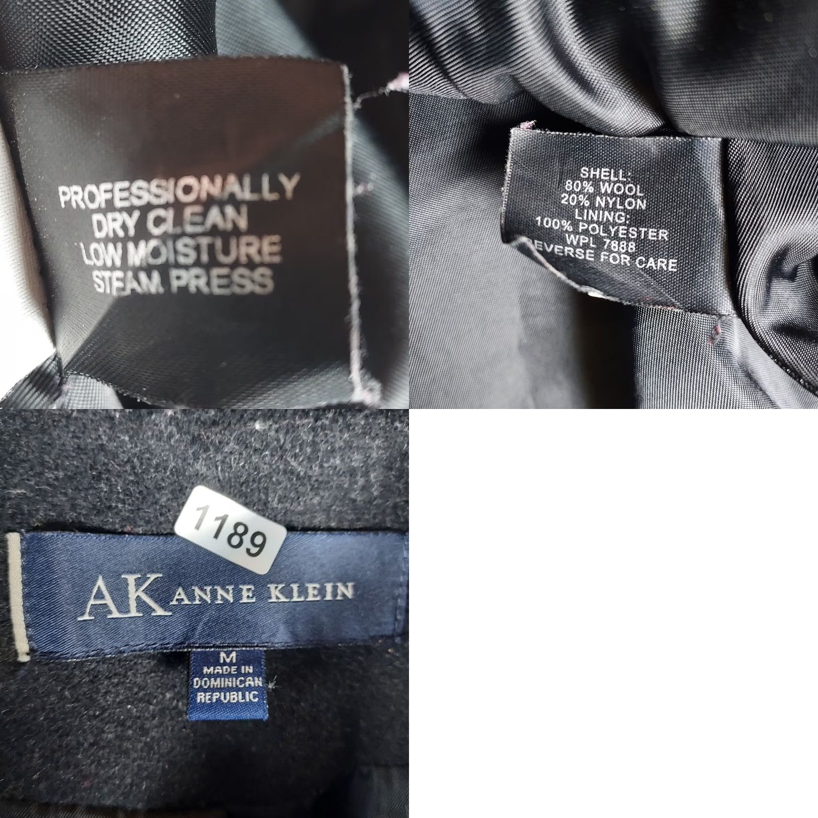 Anne Klein Anne Klein Women’s Wool Blend Peacoat Jacket Black Button Front Size M Size M / US 6-8 / IT 42-44 - 8 Thumbnail