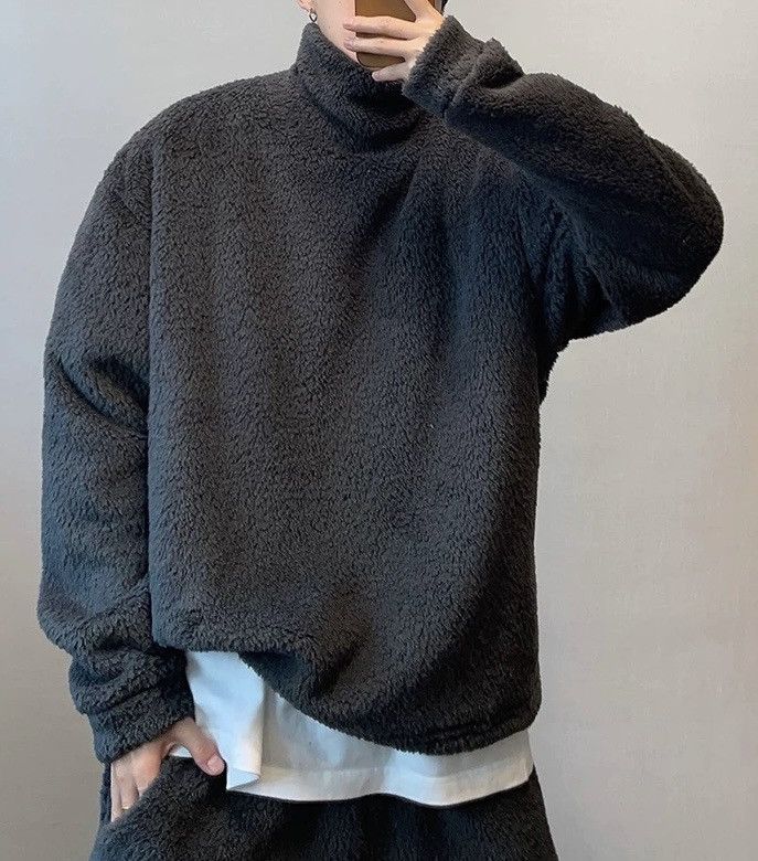 Japanese Brand × Vintage Cleanfit retro fuzzy fleece turtleneck sweatshirt pullover Size US XL / EU 56 / 4 - 3 Thumbnail