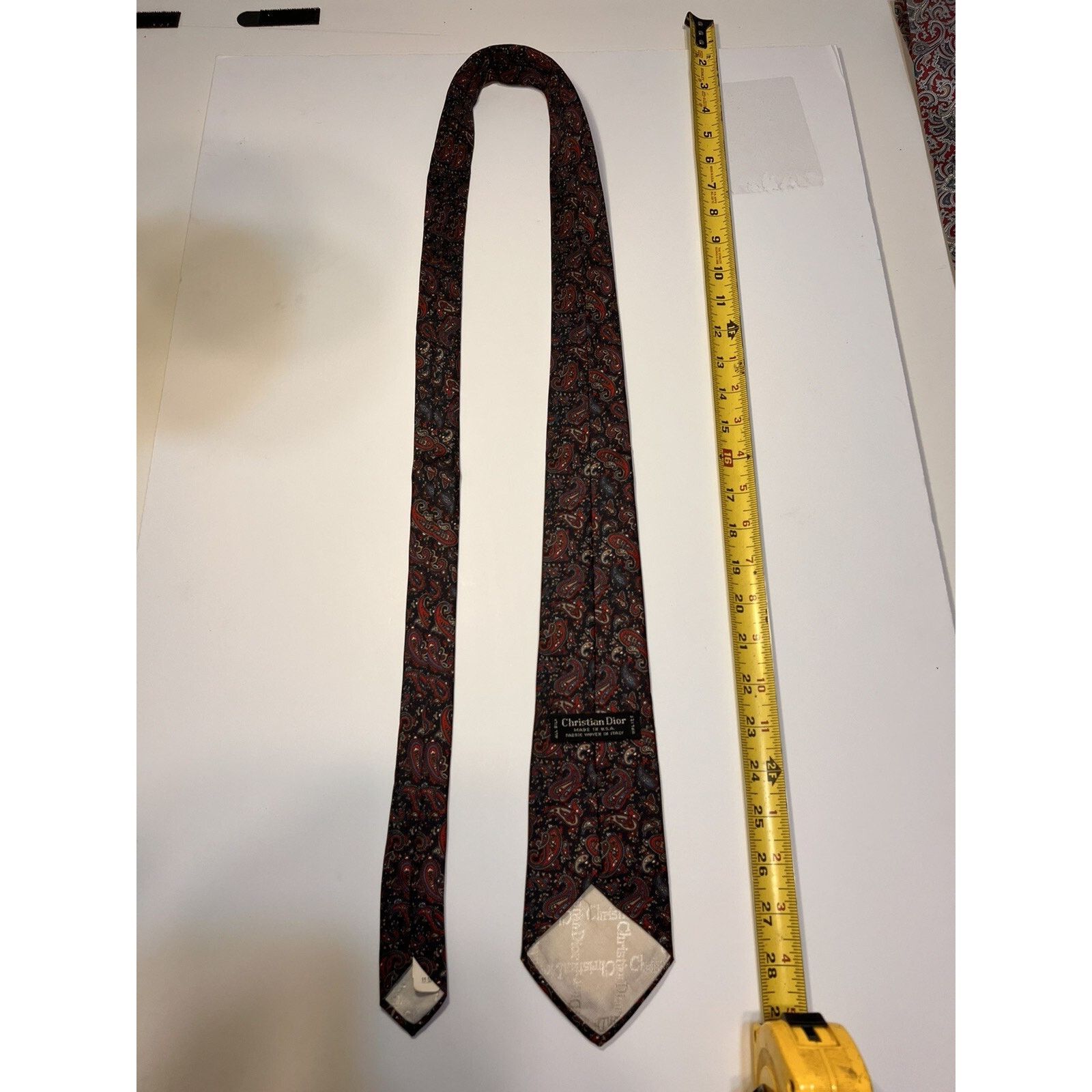 Dior Vintage Christian Dior Necktie Mens Blue Burgundy Silk Size ONE SIZE - 6 Thumbnail