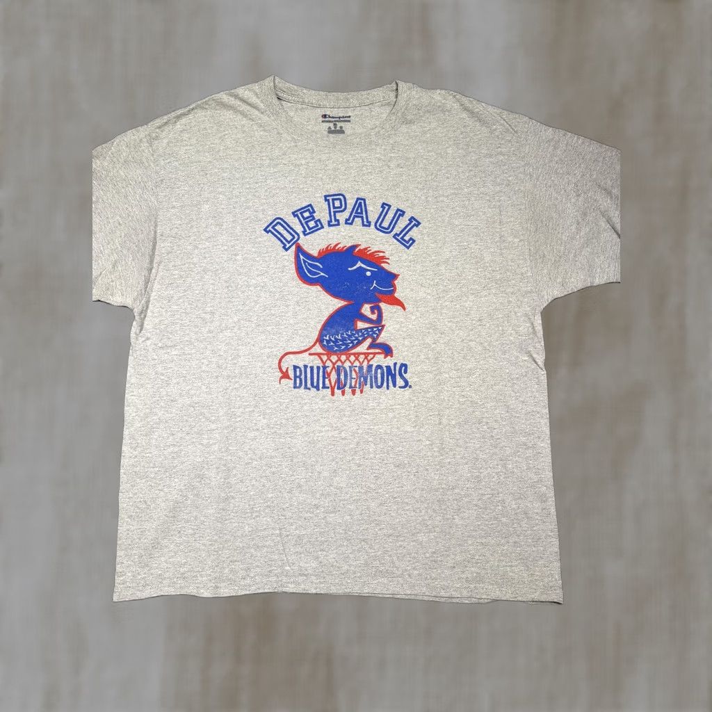 Champion VINTAGE DePaul Blue Demons Shirt Mens XL Gray Champion College Graphic Tee T-Shirt Size US XL / EU 56 / 4 - 1 Thumbnail