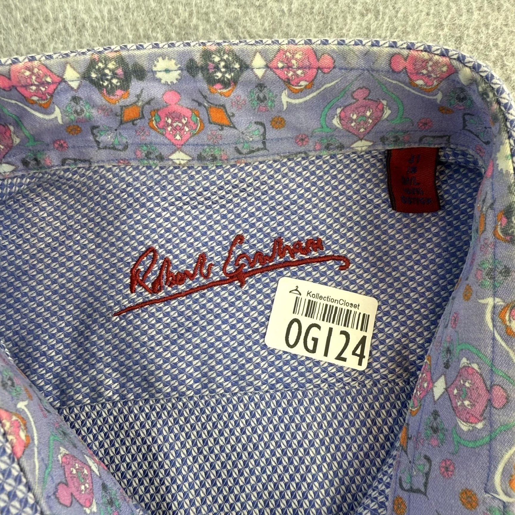Robert Graham Robert Graham Shirt Mens Large Blue Geometric Print Long Sleeve Button Up Size US L / EU 52-54 / 3 - 4 Thumbnail