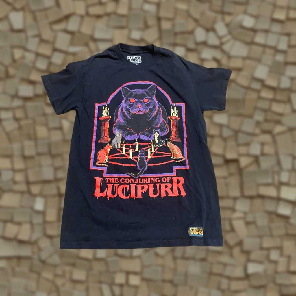 RHODE Steven Rhodes Shirt Mens Small The Conjuring of Lucipurr Shirt Crew Neck Short Sleeve Black Vintage No Size US S / EU 44-46 / 1 - 1 Thumbnail