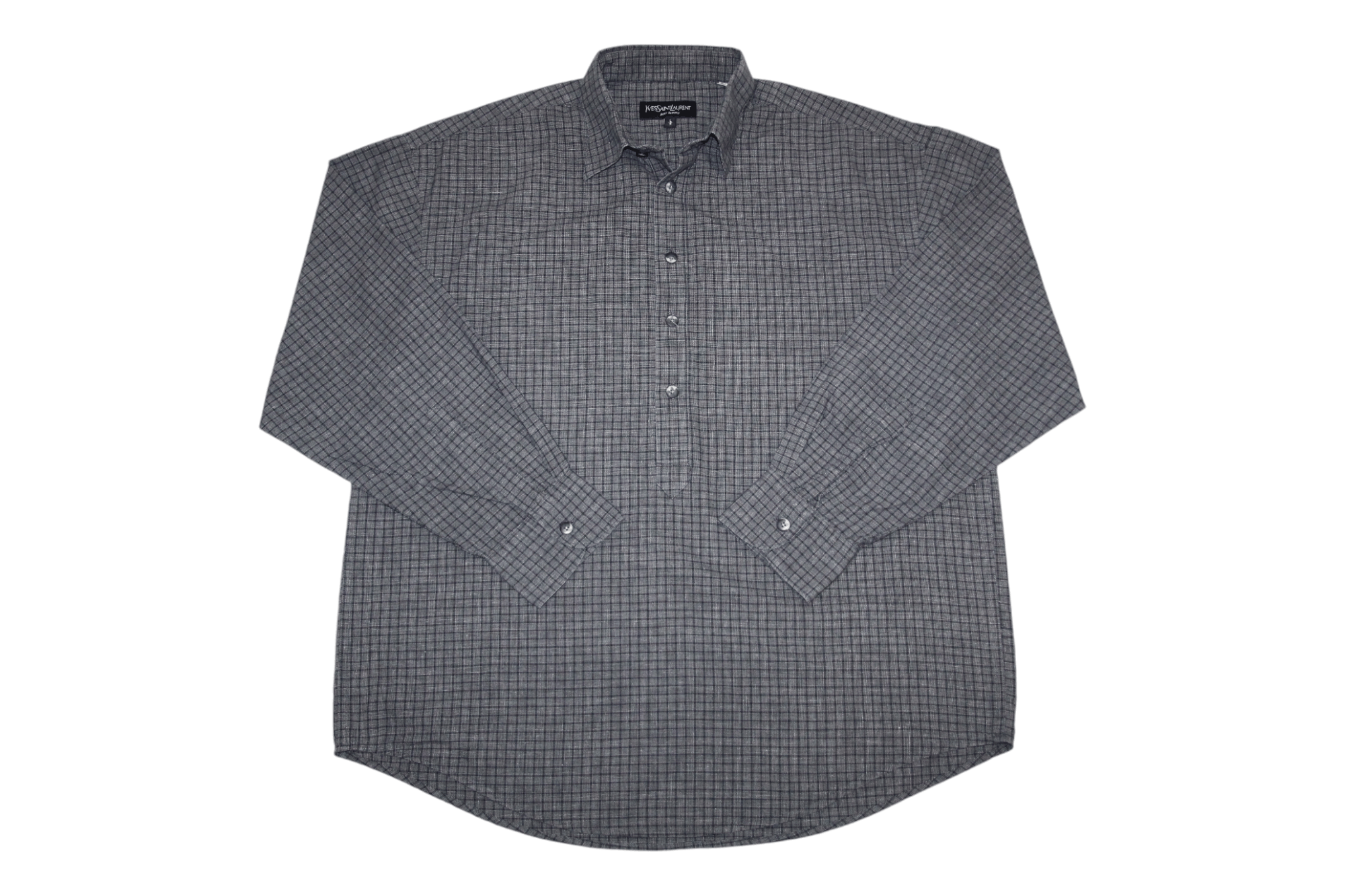 90's🔥 YSL Pour Homme Glen Check Cotton Popover Casual Shirt
