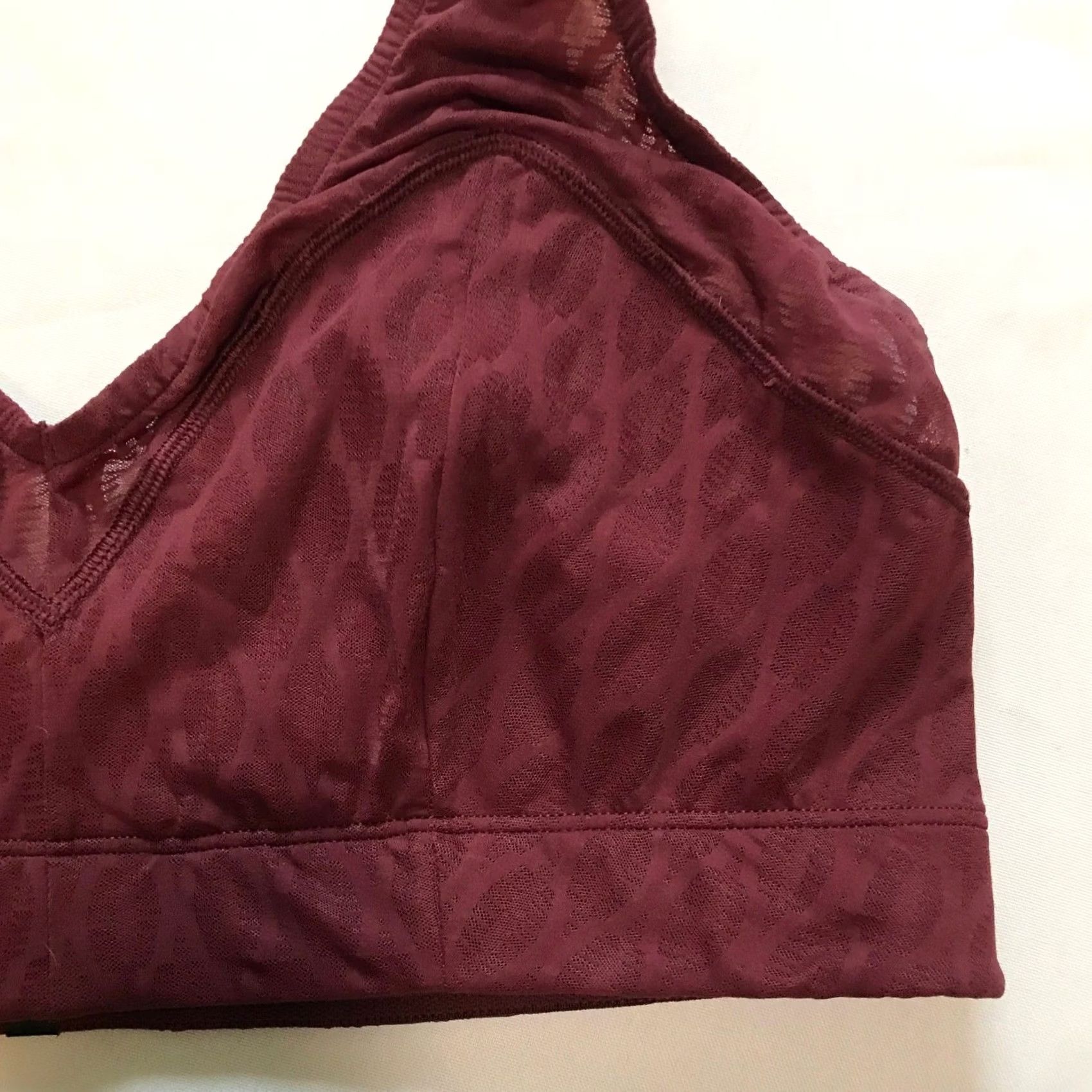 Vintage Savage X Fenty Burgundy Jacquard Sports Bra Plus Size 1X Women Activewear Racerback PullOver Wireless Knit Stretch Breathable Logo Size ONE SIZE - 2 Thumbnail