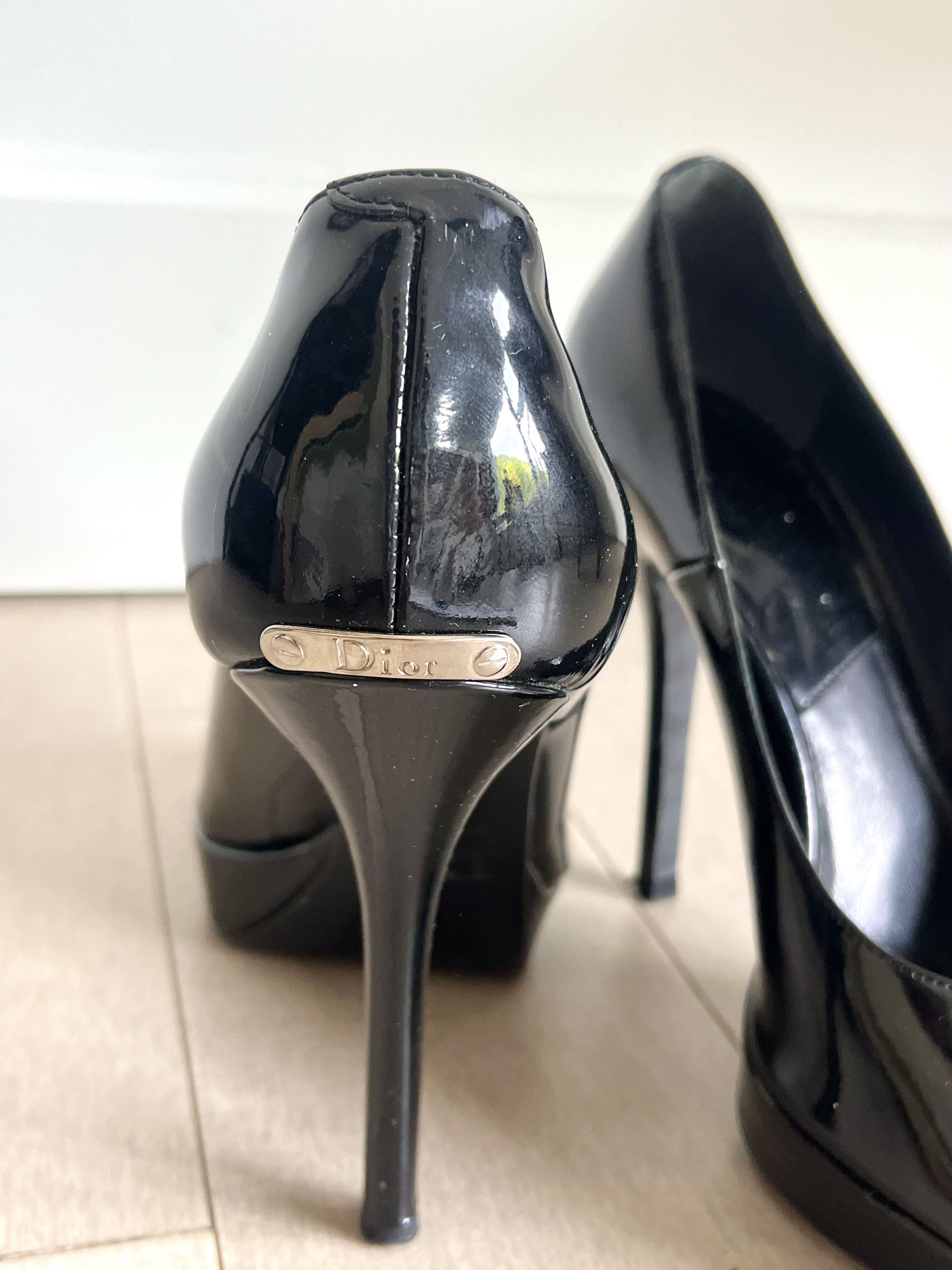 Christian Dior Black Open-toe Heels Vintage Designer