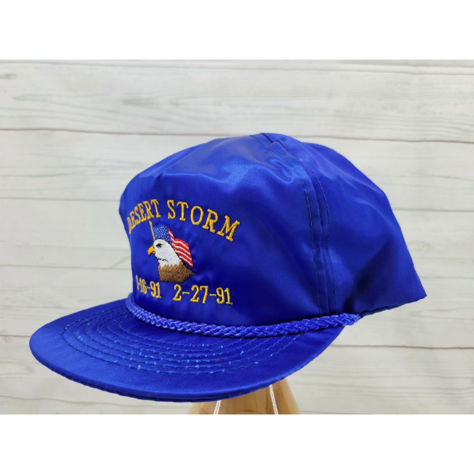 Vintage VINTAGE Operation Desert Storm Flag Foam Snapback Hat Made in USA Mens Snapback Navy Blue Size ONE SIZE - 3 Thumbnail