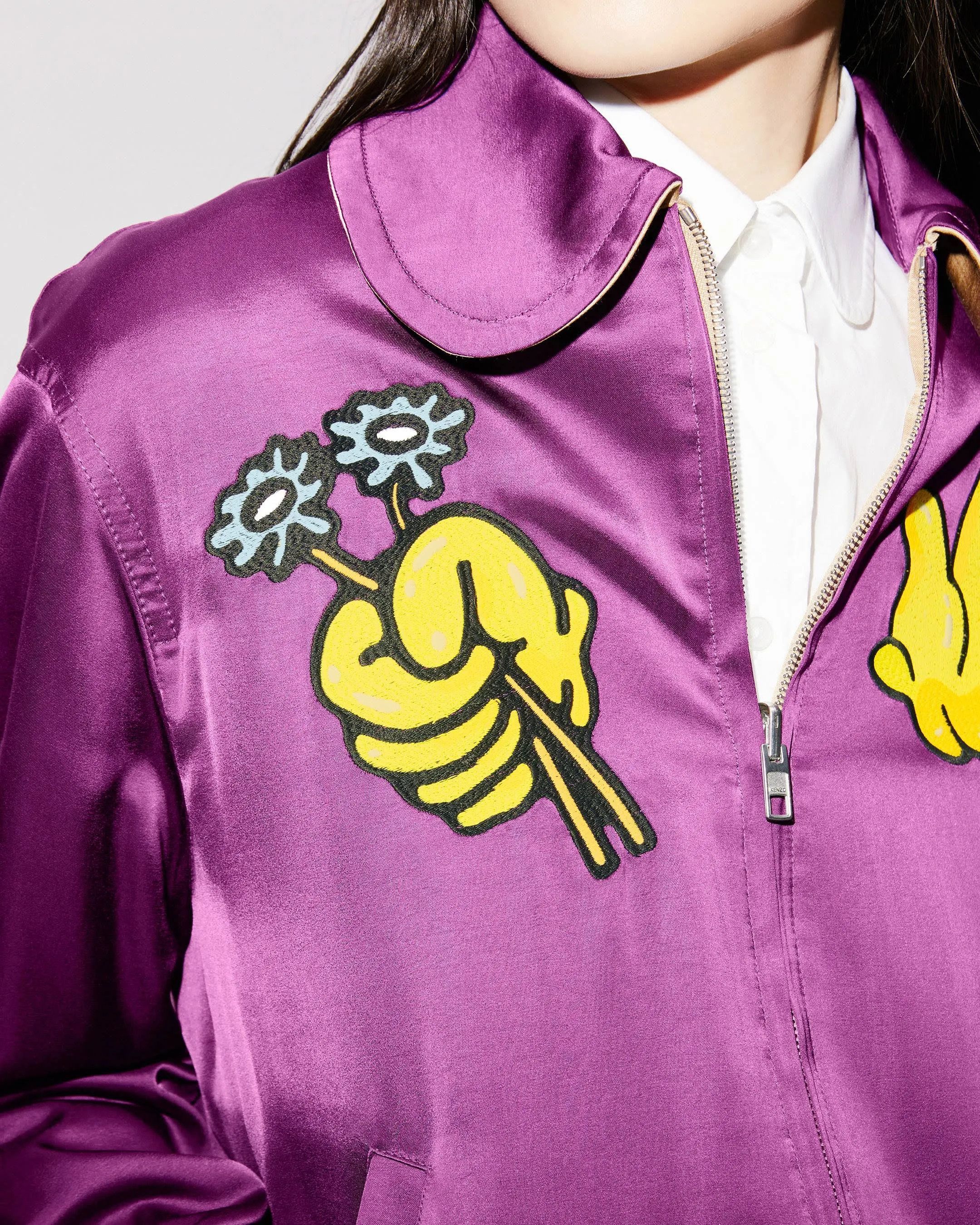 Kenzo o1s22i1n0724 Reversible Bomber Jacket in Beige Purple Size S / US 4 / IT 40 - 7 Thumbnail