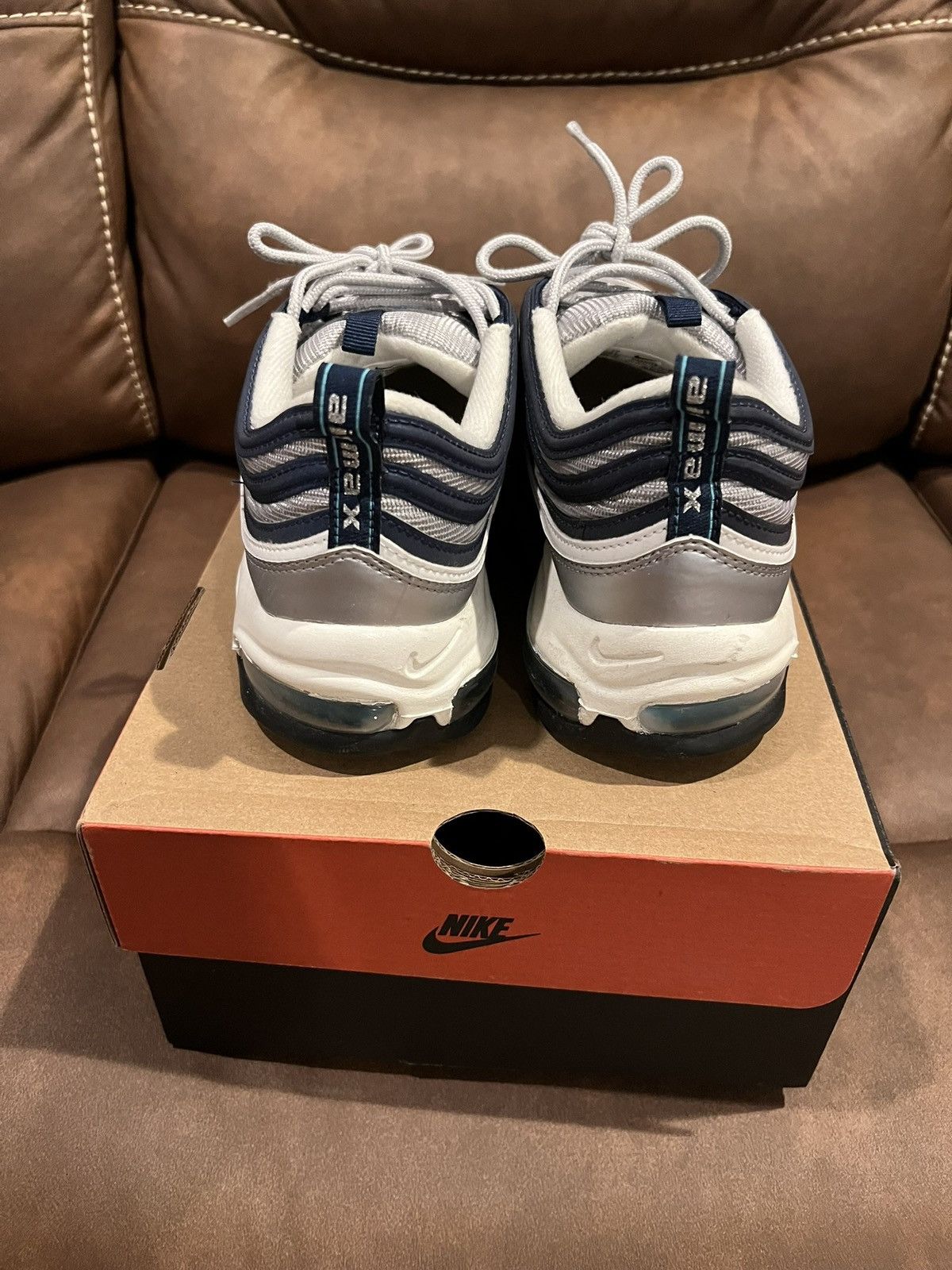 Nike Air max 97 Metallic Silver Chlorine Blue Size US 11 / EU 44 - 4 Thumbnail