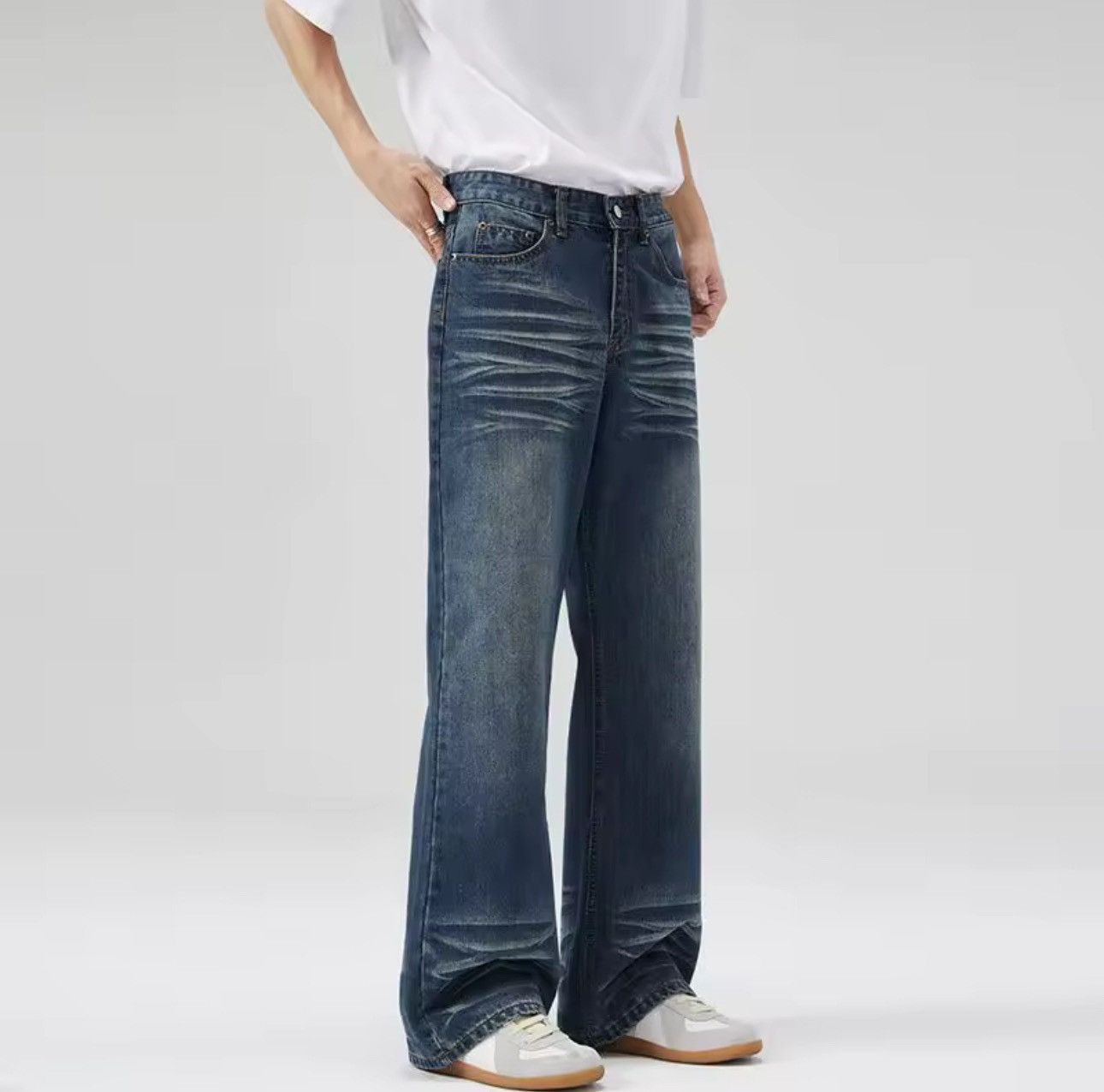 Jean Streetwear Flared Bootcut Casual Navy Blue Jeans Y2k Size US 30 / EU 46 - 3 Thumbnail