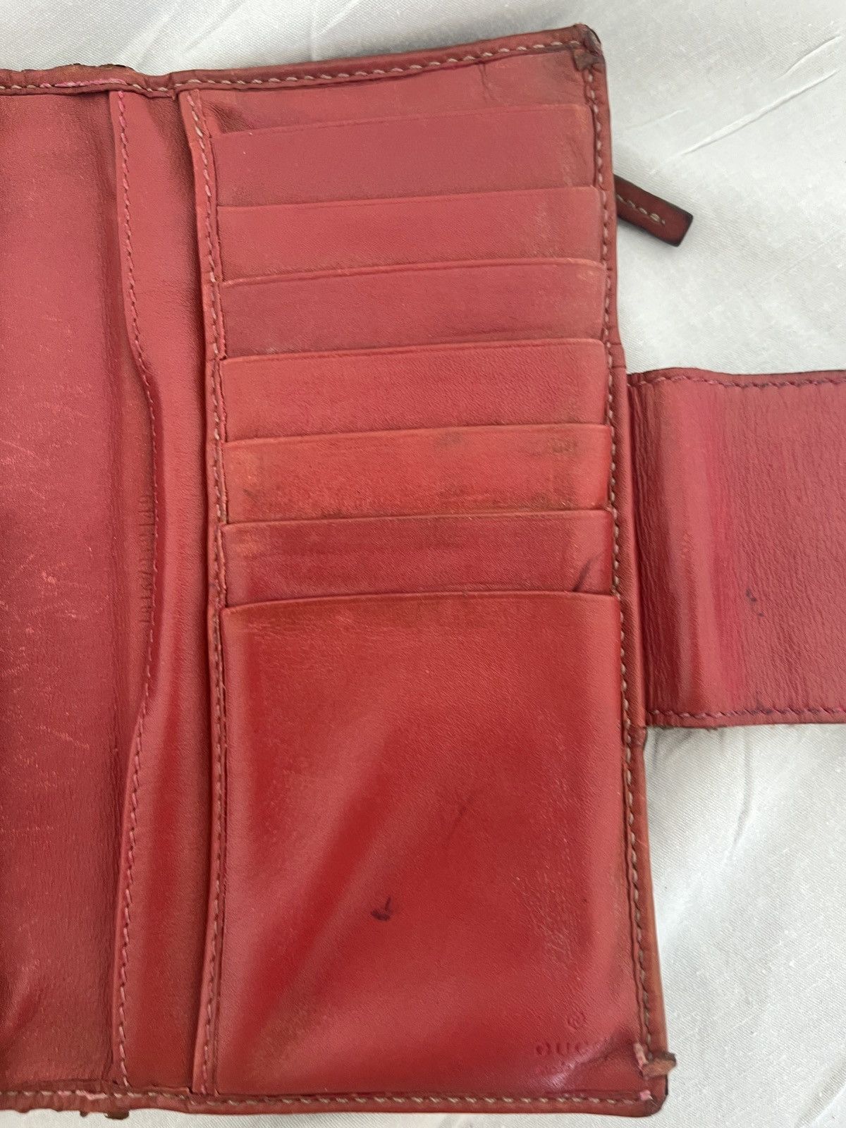 Gucci × Vintage Vintage long monogrammed and leather sherry stripe wallet Size ONE SIZE - 14 Thumbnail