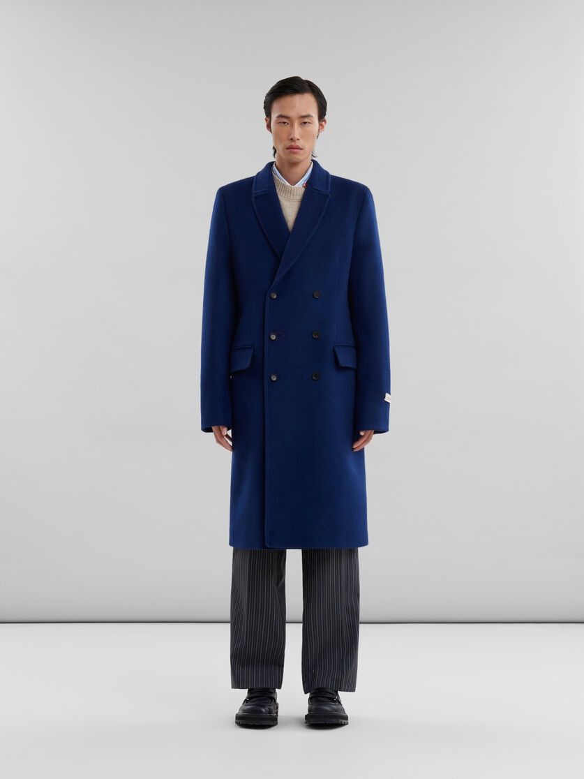 Marni o1w1db11025 Double-Breasted Coat in Blue Size US XL / EU 56 / 4 - 2 Thumbnail