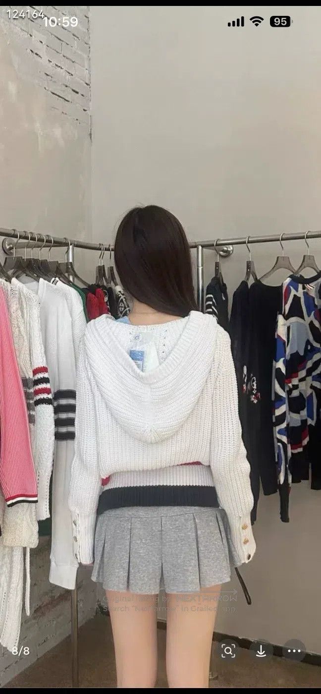Thom Browne Thom Browne White hem striped gold button knitted hooded j Size S / US 4 / IT 40 - 7 Thumbnail
