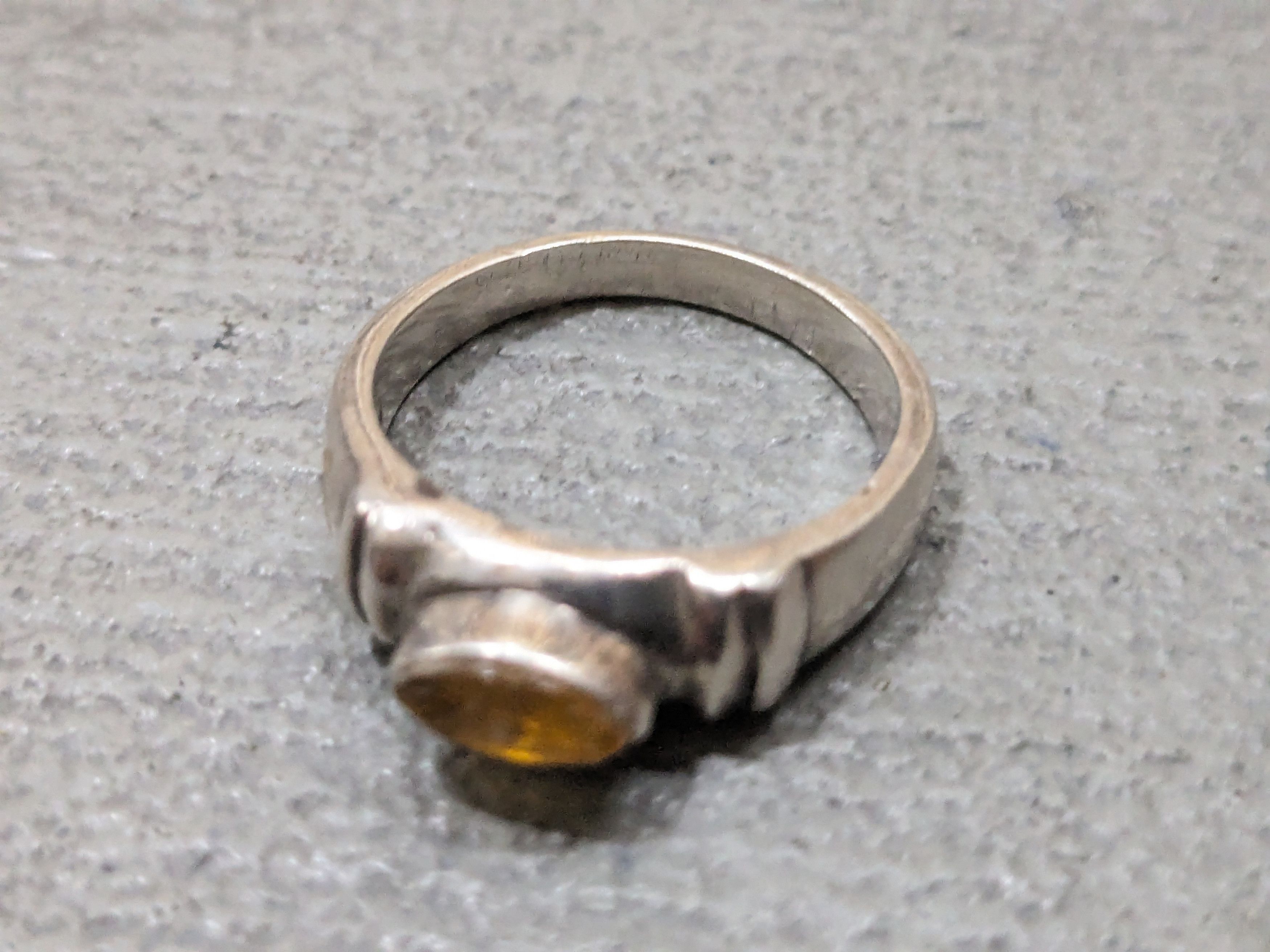 Jewelry Vintage Sterling Silver Ring 8.75 Marquise Yellow Glass Size ONE SIZE - 9 Thumbnail