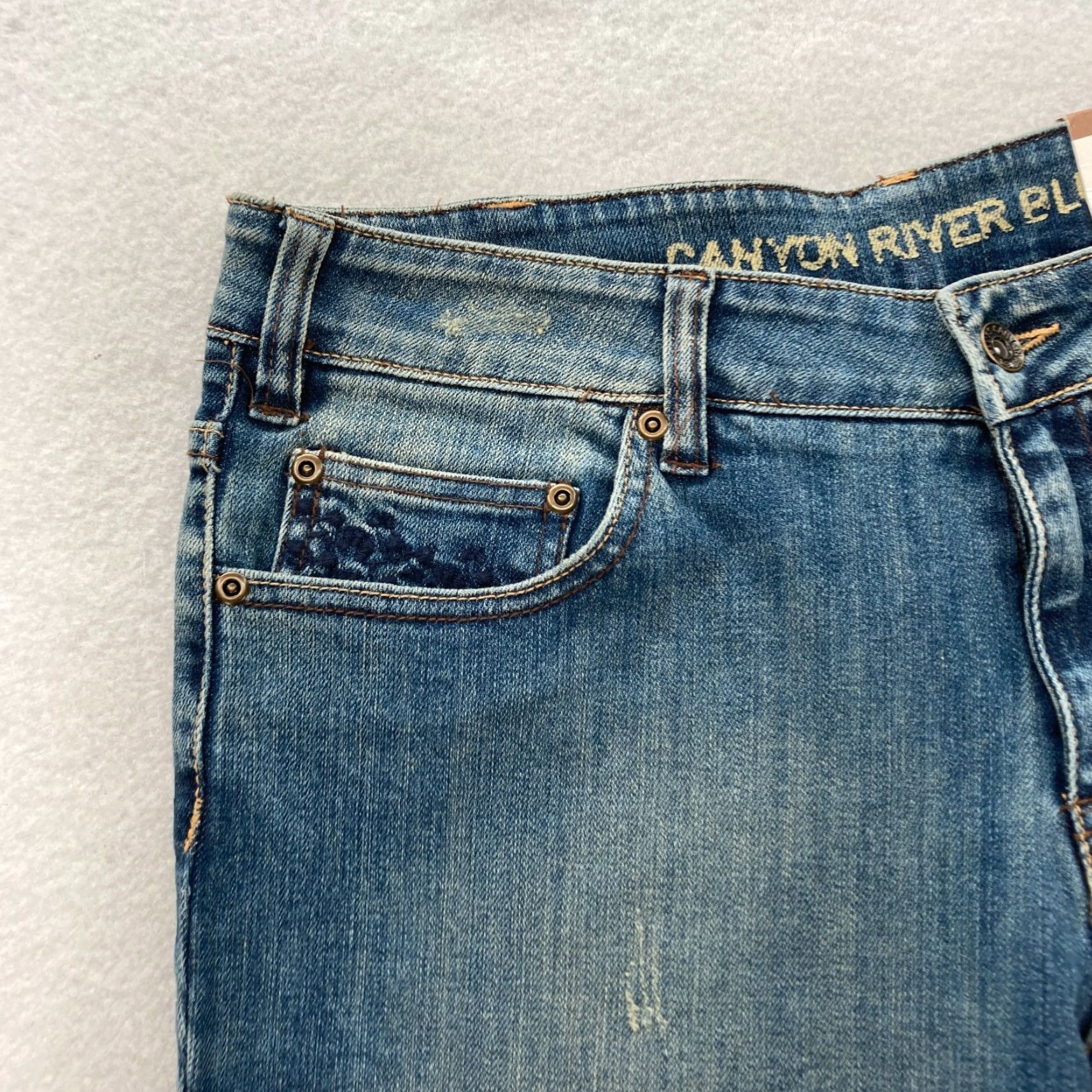 Vintage Canyon River Blues Bootcut Jeans Women's 12 Blue Denim Flap Pocket Embroidered Tailored Fit Size 34" / US 12 / IT 48 - 3 Thumbnail