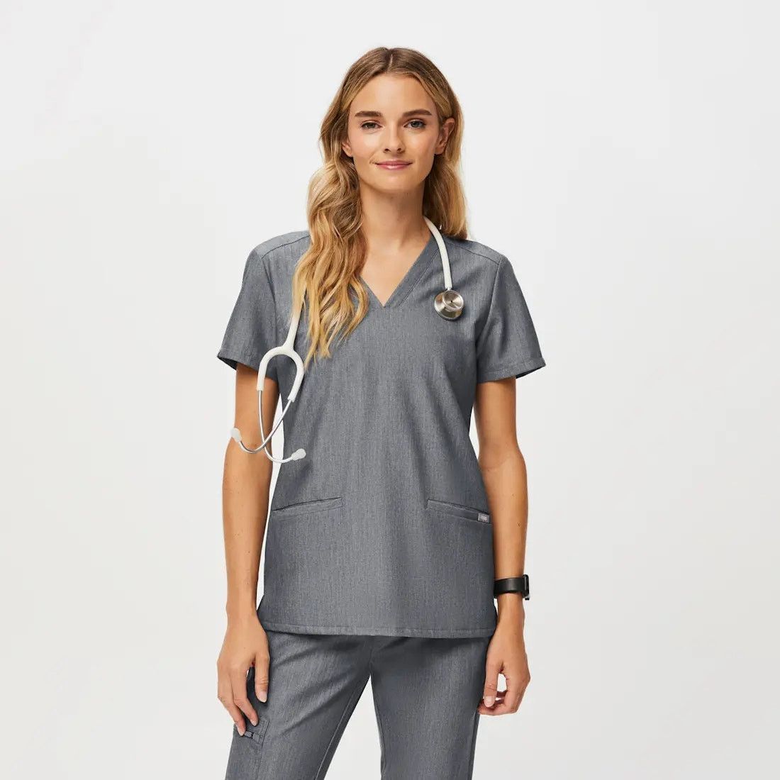 Other Figs Casma Three-Pocket V-Neck Scrub Top Graphite Small Size S / US 4 / IT 40 - 1 Thumbnail