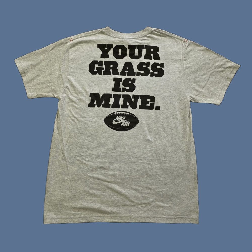 Nike VINTAGE Nike Air Your Grass Is Mine T Shirt Double Sided Gray M Men's Nike Air Sports Graphic Print Crew Neck Short Sleeve Cotton Regular fit Size US M / EU 48-50 / 2 - 1 Thumbnail