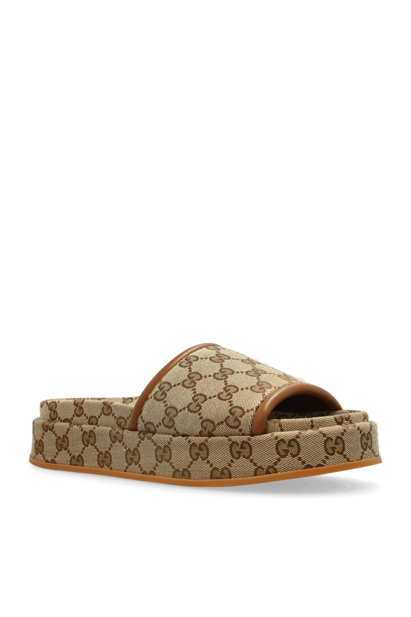 Gucci oc11z0126 Women's GG Platform Sandals in Beige Size US 7.5 / IT 37.5 - 4 Thumbnail