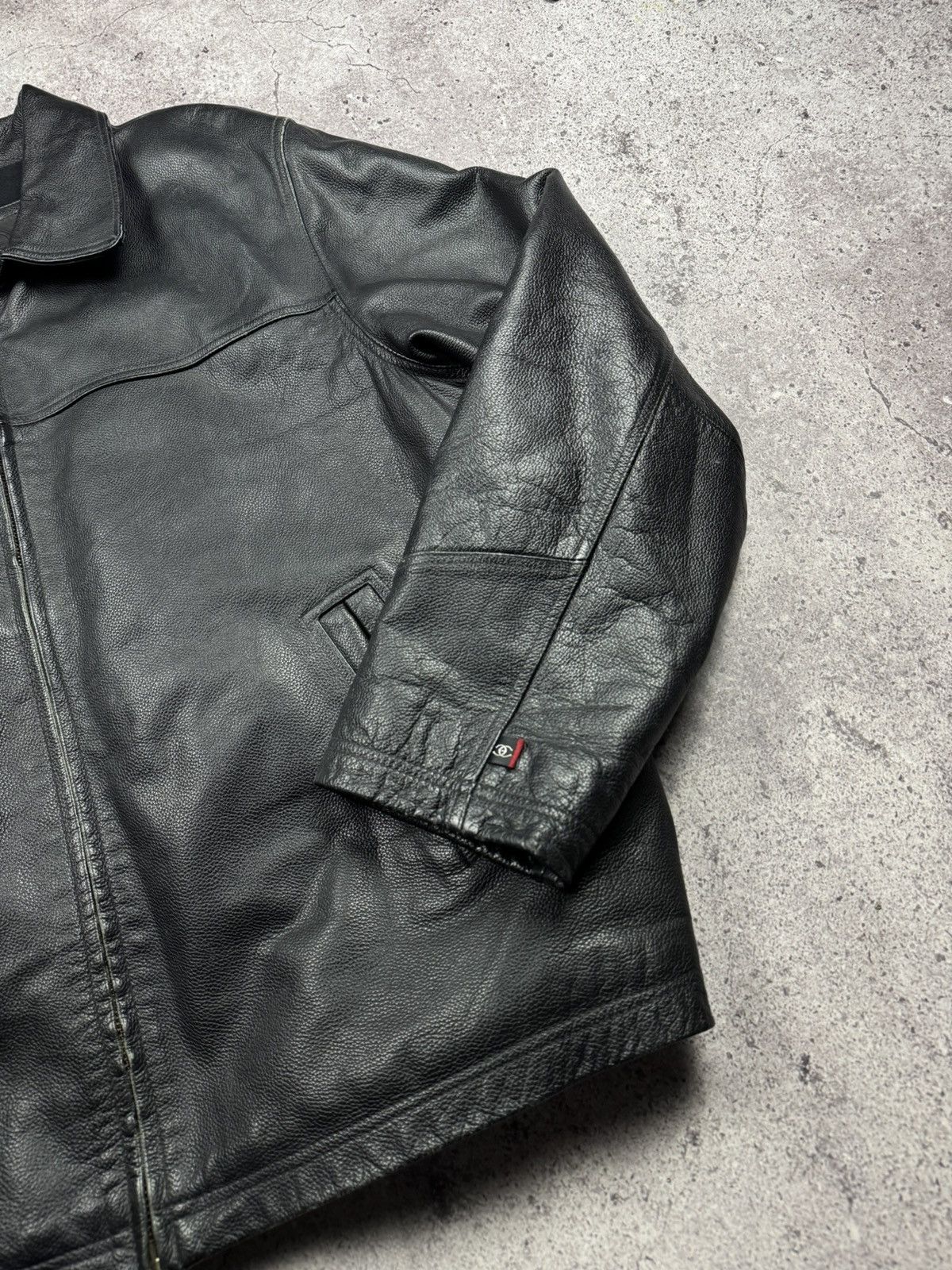 Japanese Brand Vintage leather hard jacket bomber baggy boxy opium japanese Size US XL / EU 56 / 4 - 3 Thumbnail