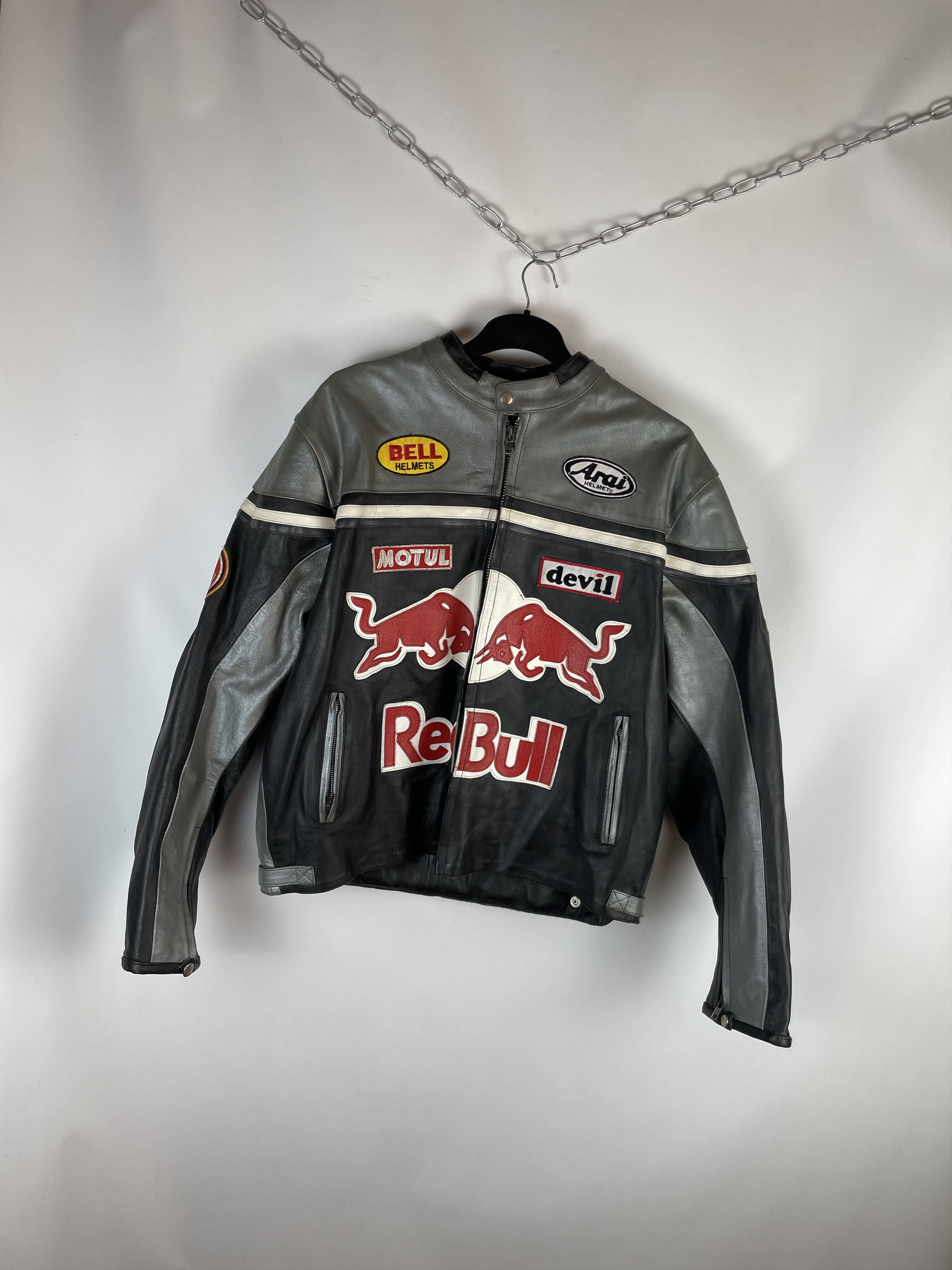 NASCAR Vintage Red Bull Leather Jacket Streetwear Size US XXL / EU 58 / 5 - 2 Thumbnail