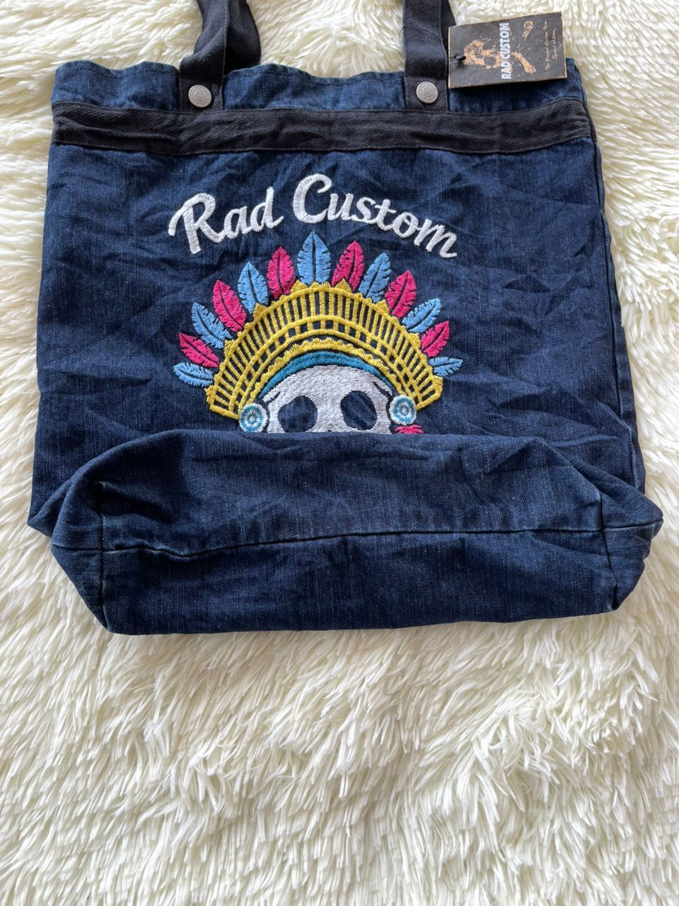 Designer × Japanese Brand Rad Customs Skull Embroidered Denim Tote Bag Size ONE SIZE - 10 Thumbnail
