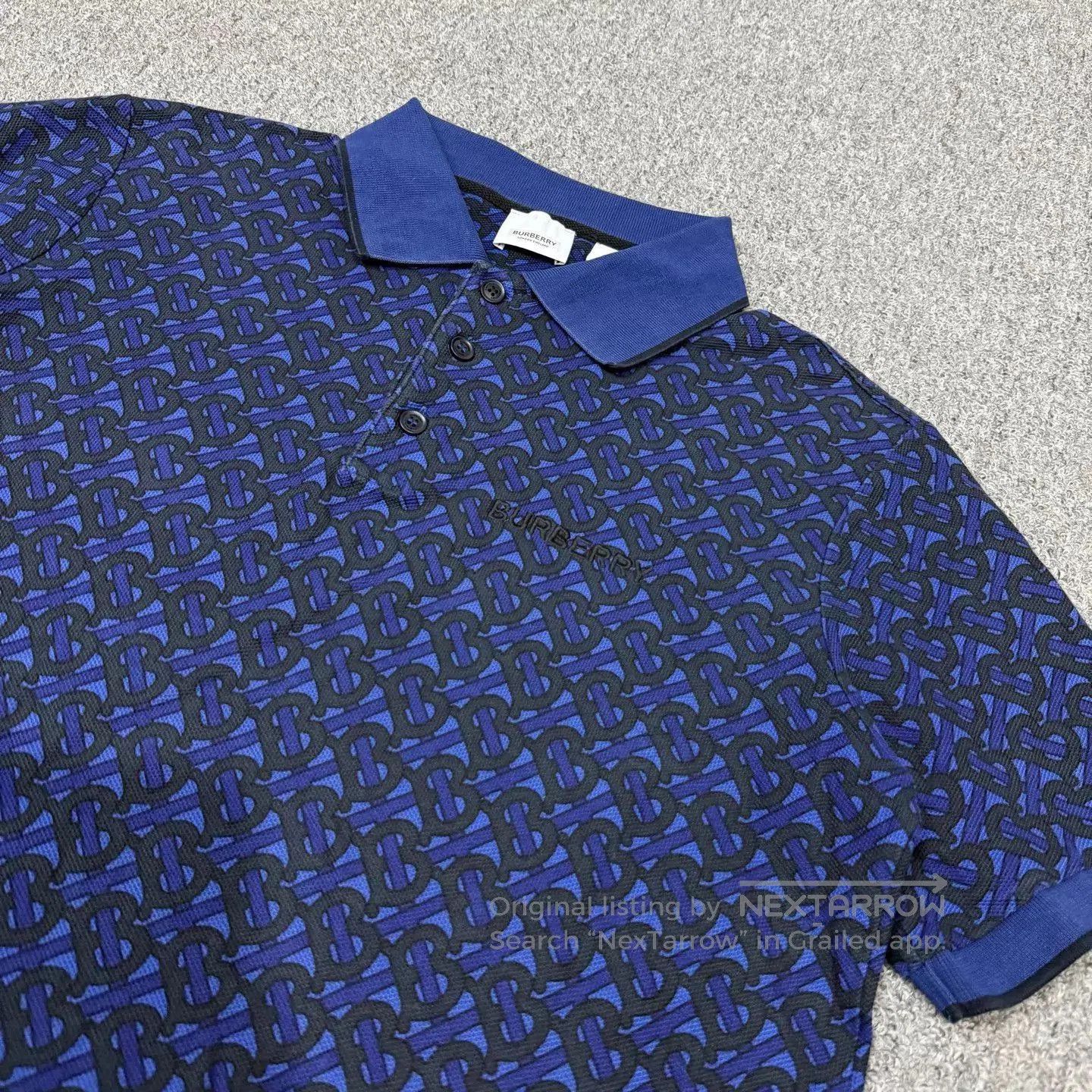 Burberry Blue Patterned Short-Sleeve Polo Shirt. Size US M / EU 48-50 / 2 - 3 Thumbnail