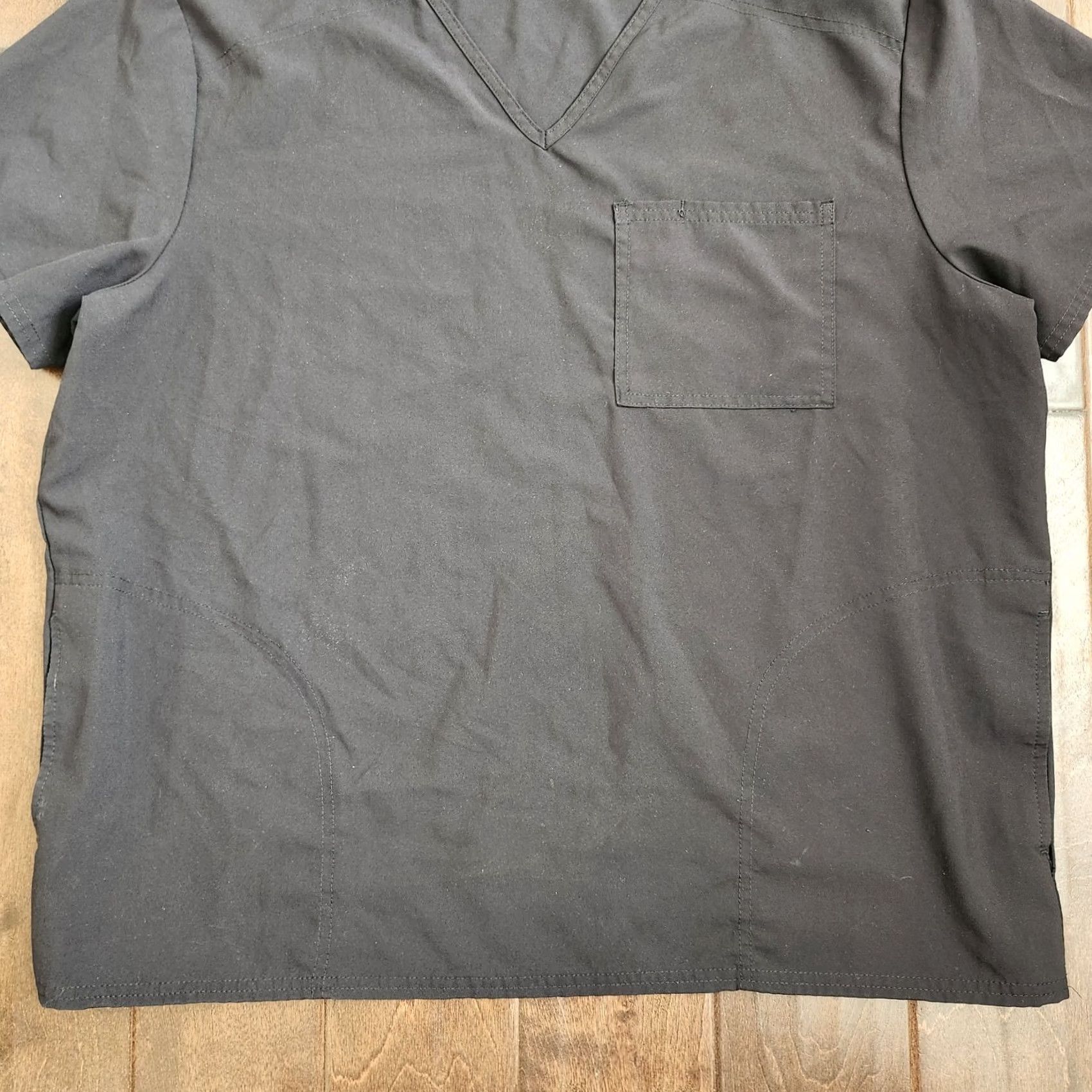 Vintage Scrubstar Women's Black Pocket Scrub Top XL Top, Pocket, Medical, Scrubstar, Women, Black, Solid, XL, Scrub Top Size XL / US 12-14 / IT 48-50 - 3 Thumbnail