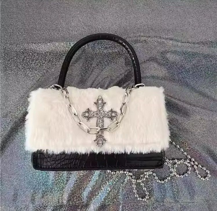 Other Y2K Plush Chain Crossbody Bag – PU Leather Mini Bag Size ONE SIZE - 1 Thumbnail